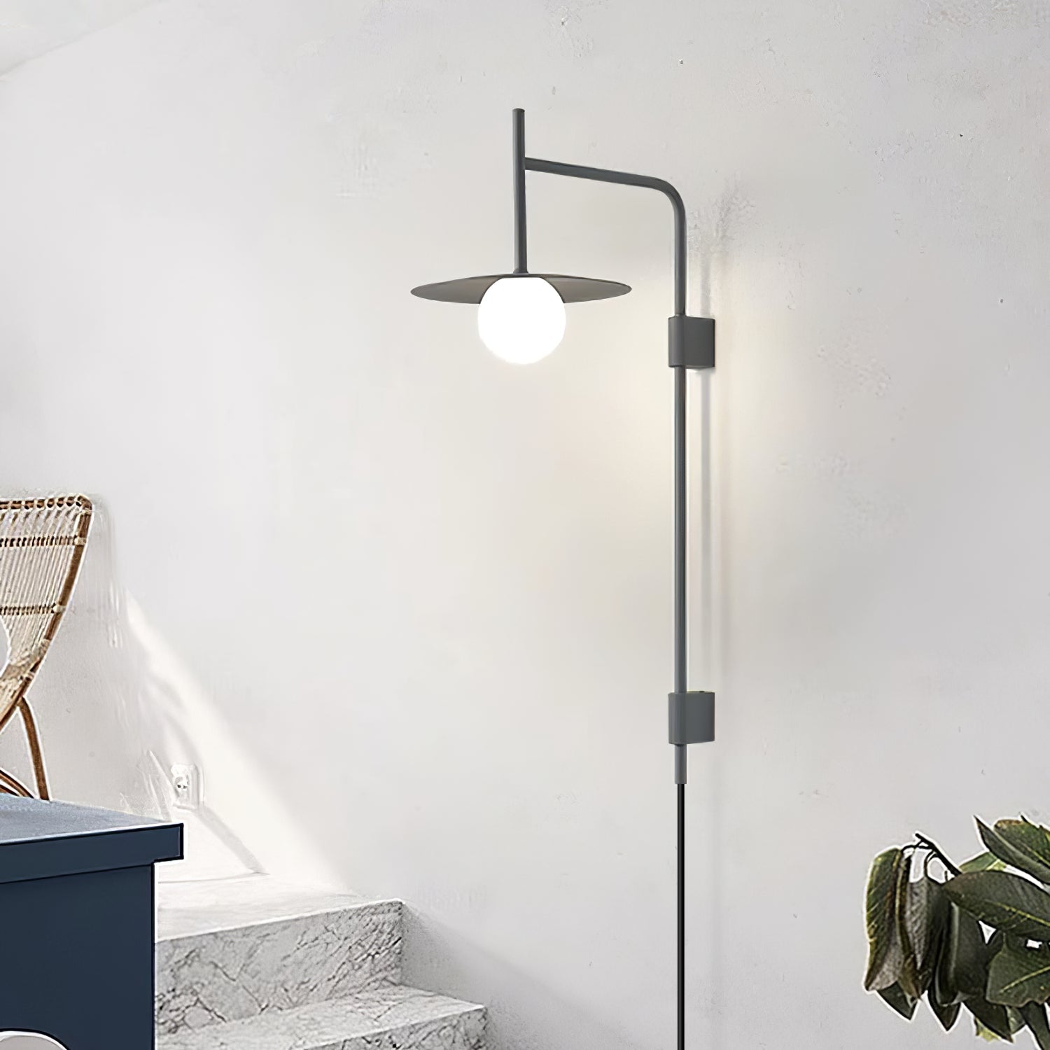 Edan Swing Arm Plug-in Glass Wall Lamp - Neutralighting