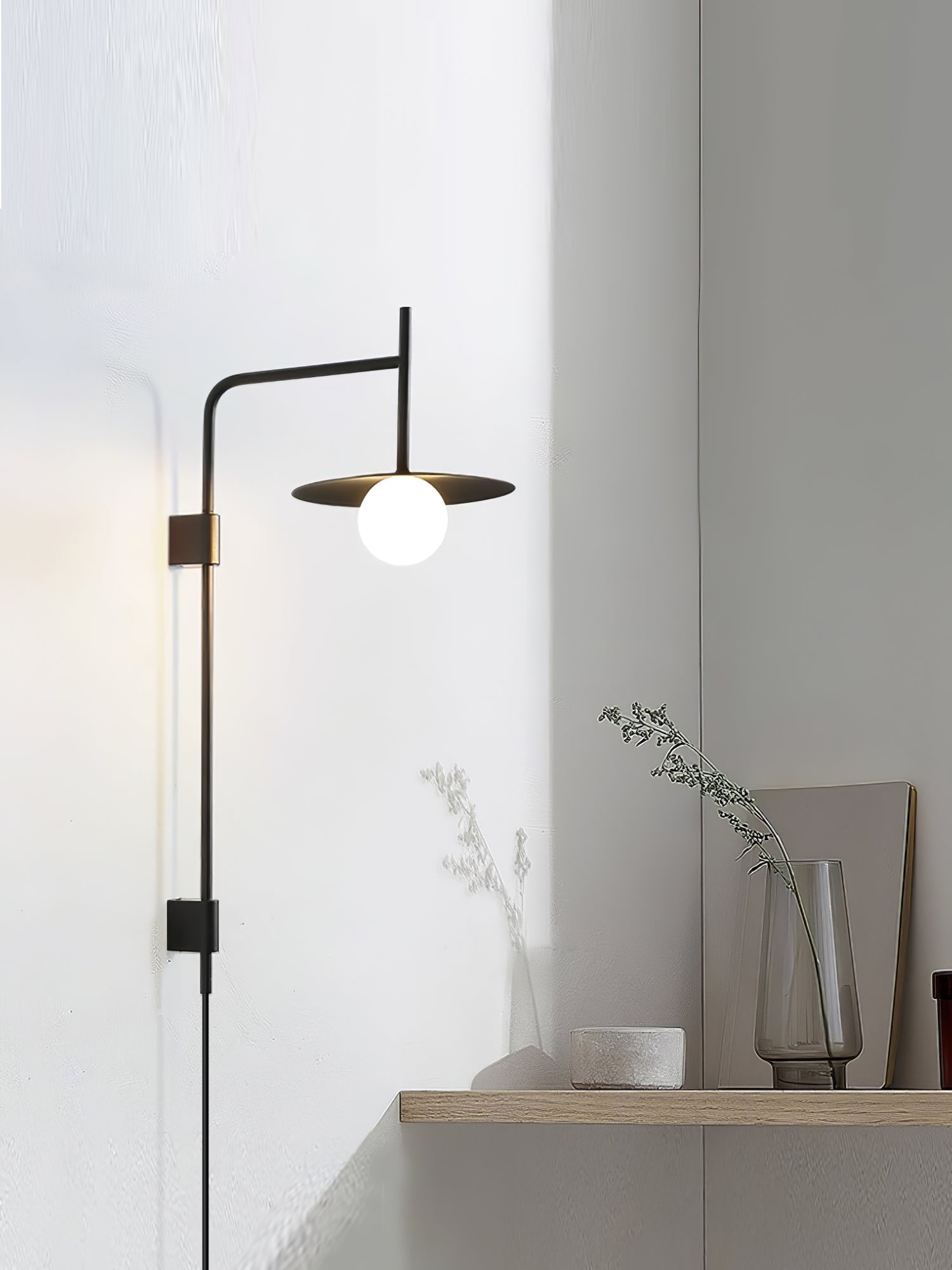 Edan Swing Arm Plug-in Glass Wall Lamp - Neutralighting