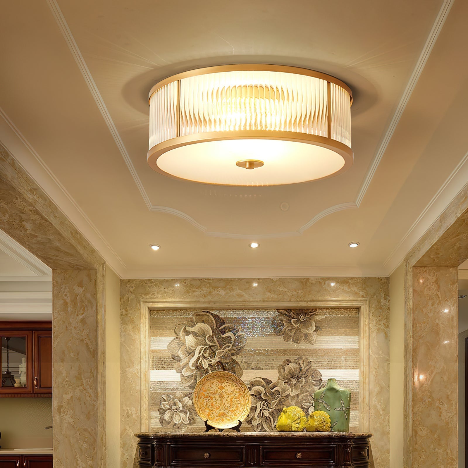 Avvynila Lampe de Plafond Laiton Verre Minimaliste Moderne - Neutralighting