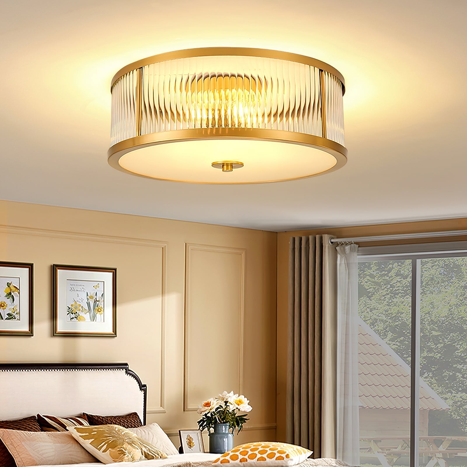 Avvynila Lampe de Plafond Laiton Verre Minimaliste Moderne - Neutralighting