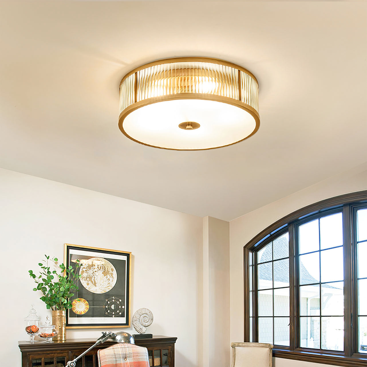 Avvynila Lampe de Plafond Laiton Verre Minimaliste Moderne - Neutralighting