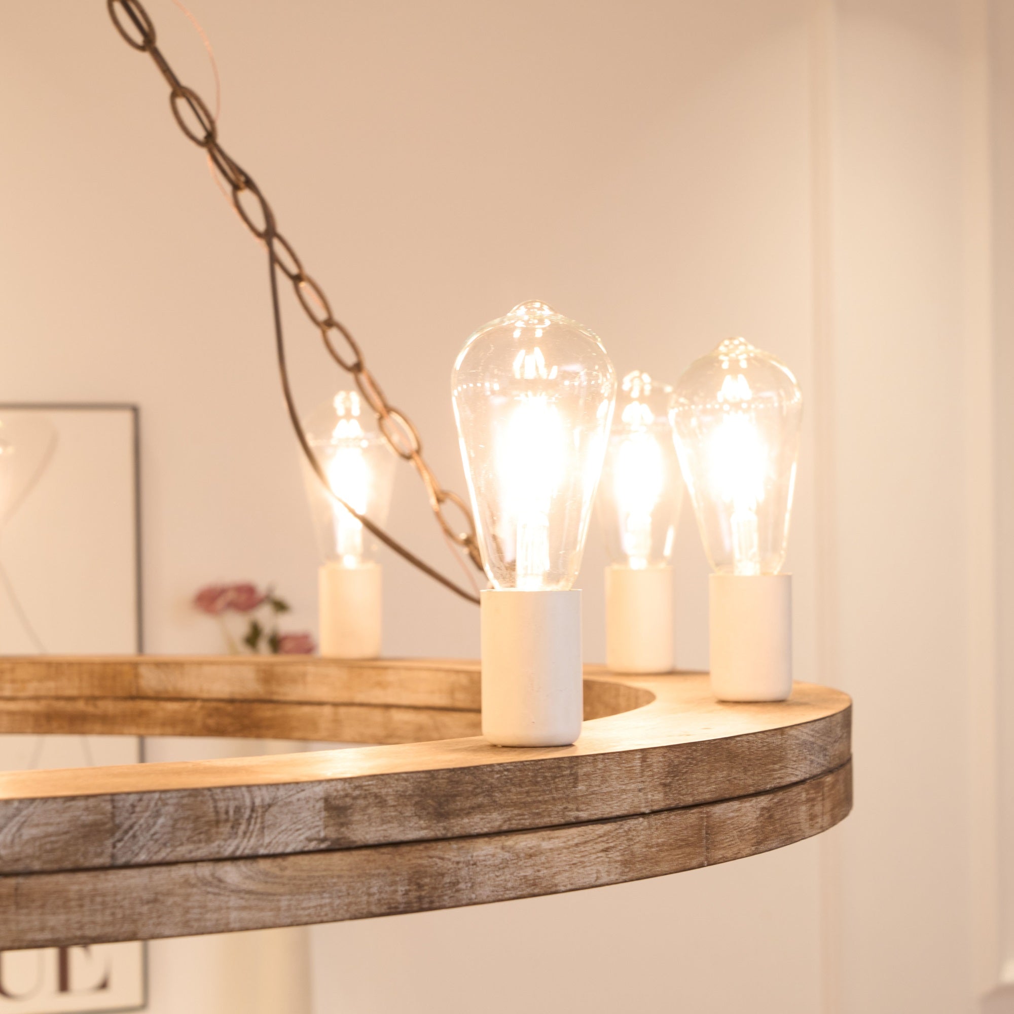 Armirila Vintage Industrial Wood Chandelier - Lamp Copper