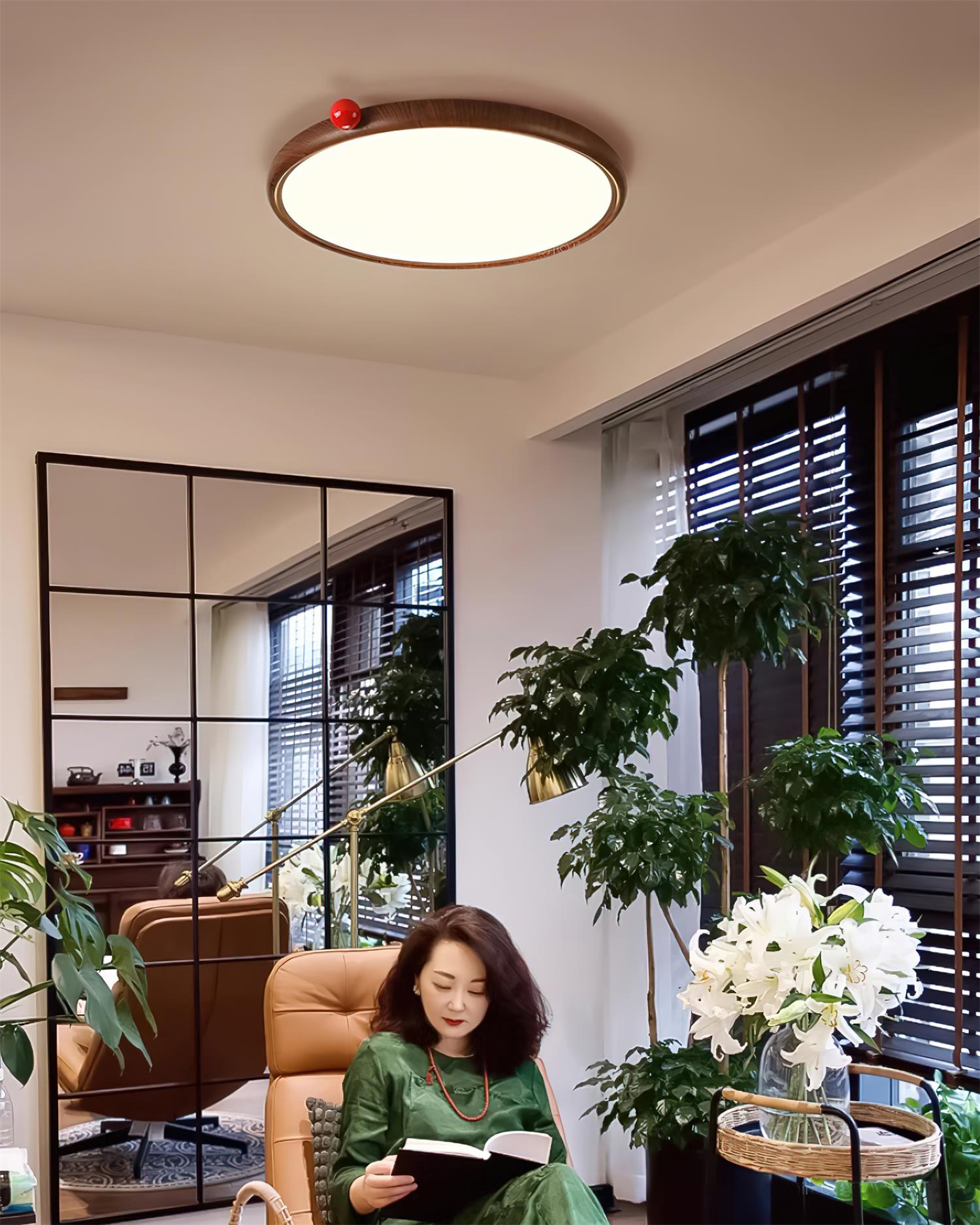 Geos Ceiling Light Wood LED Modern Minimalist - Letslighting