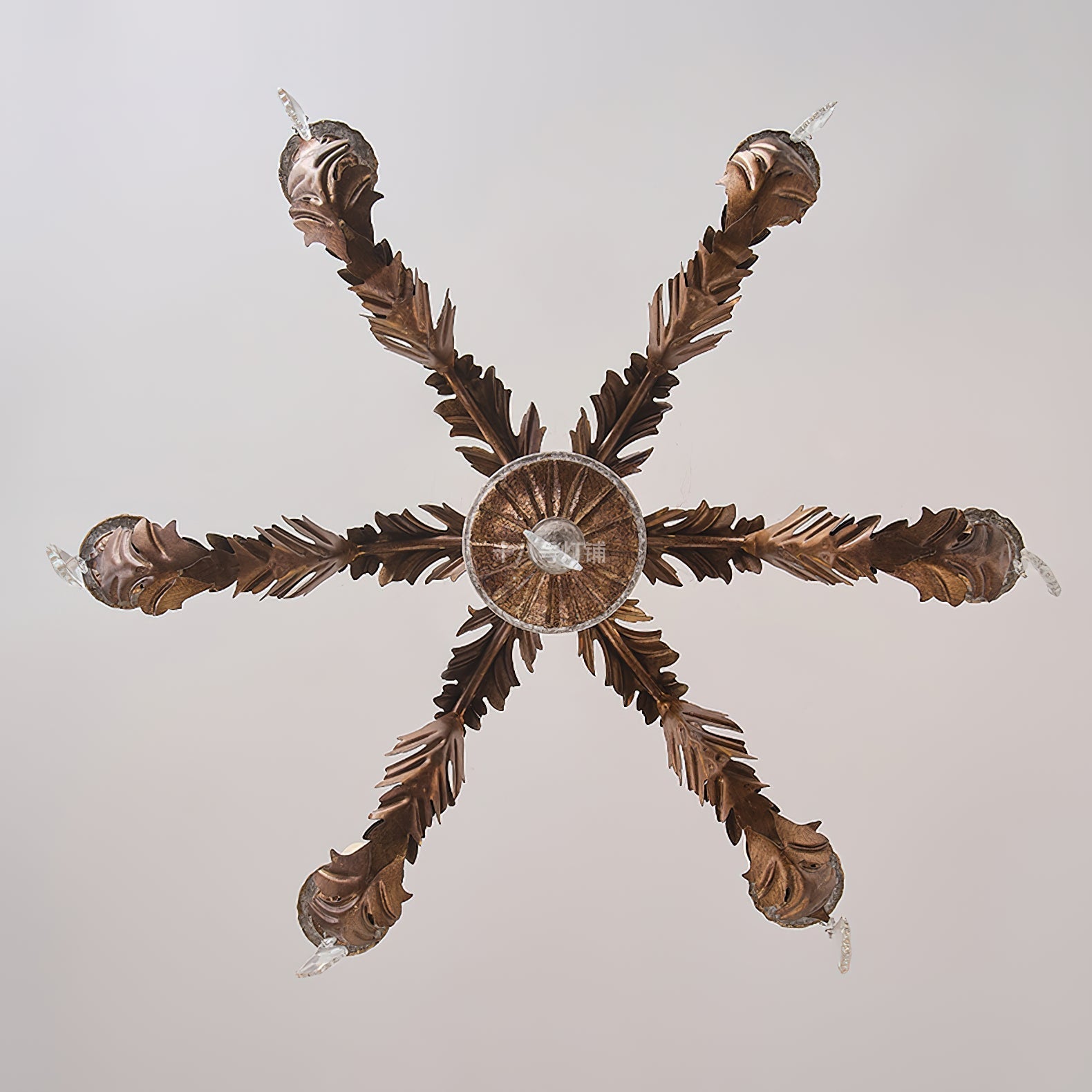 Ivinila Vintage Industrial Solid Wood Crystal Chandelier - Lamp Copper
