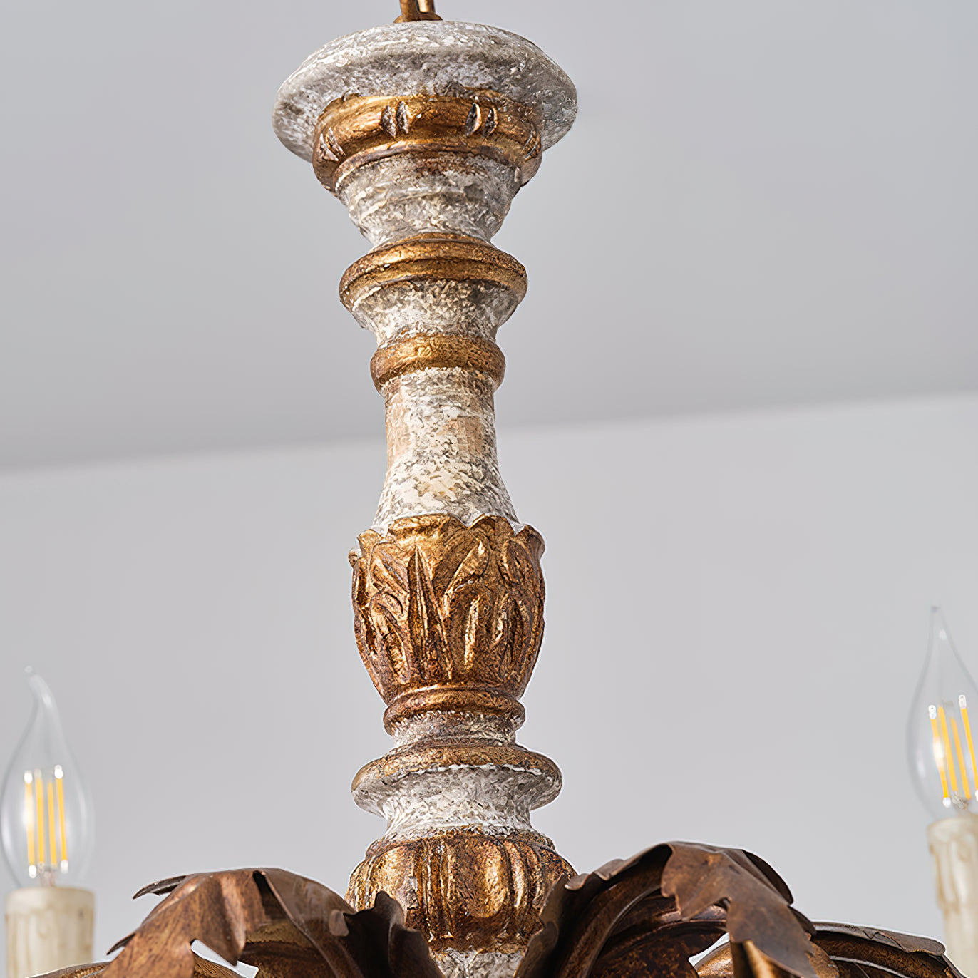 Ivinila Vintage Industrial Solid Wood Crystal Chandelier - Lamp Copper