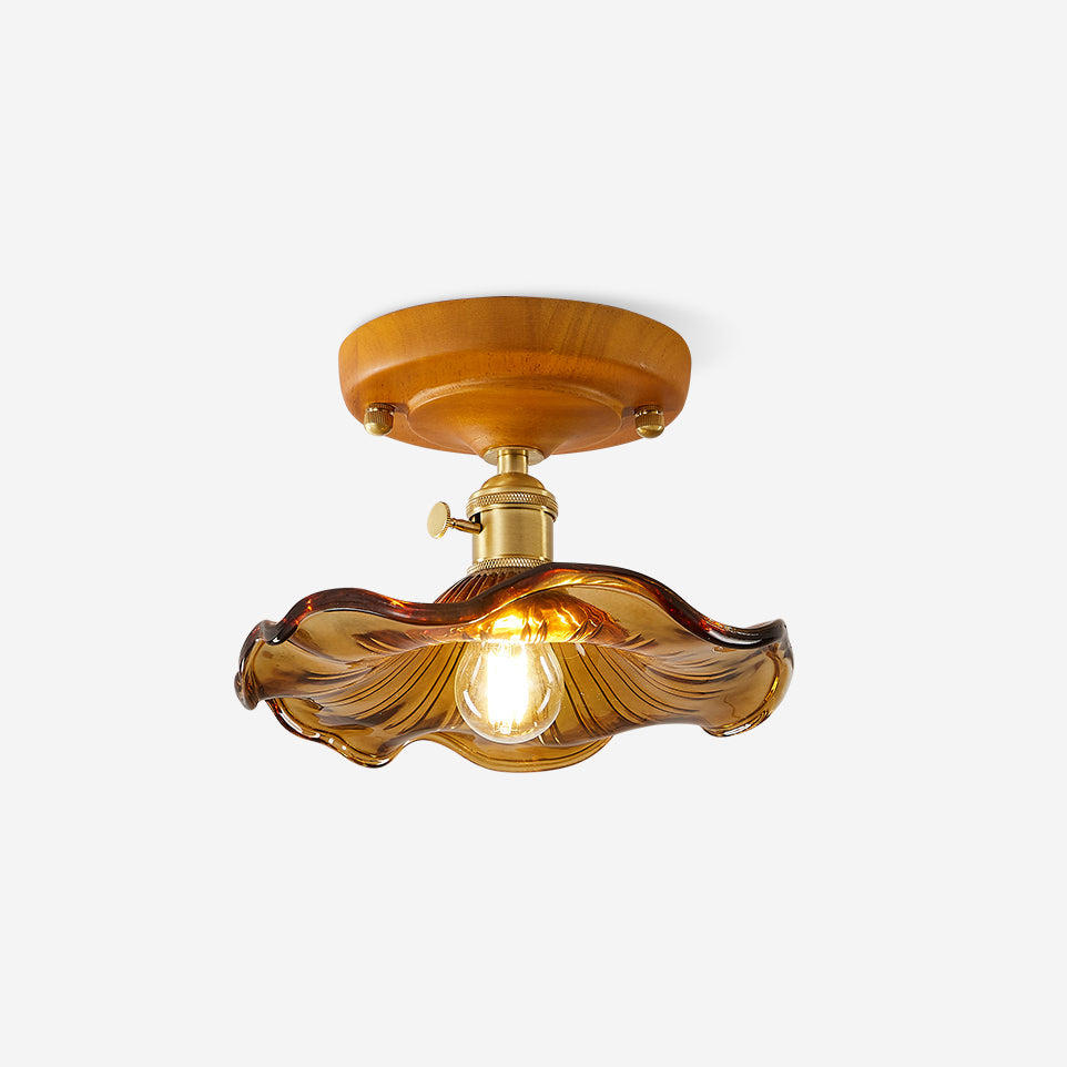 Aura Plafonnier Vintage Abat-jour Verre Laiton - Neutralighting