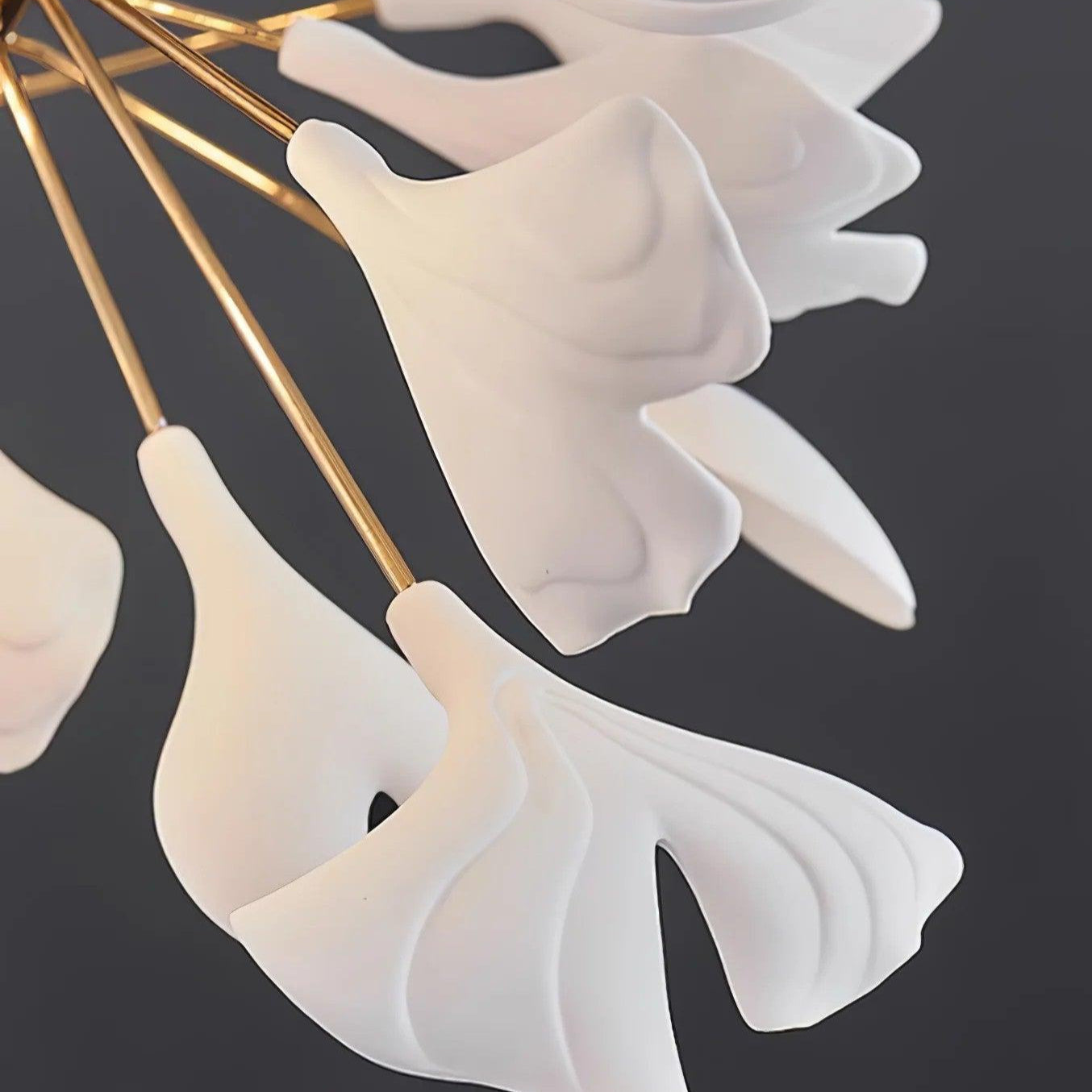 Aurora Chandelier Ginkgo Leaf Brass Ceramic - Blowlighting