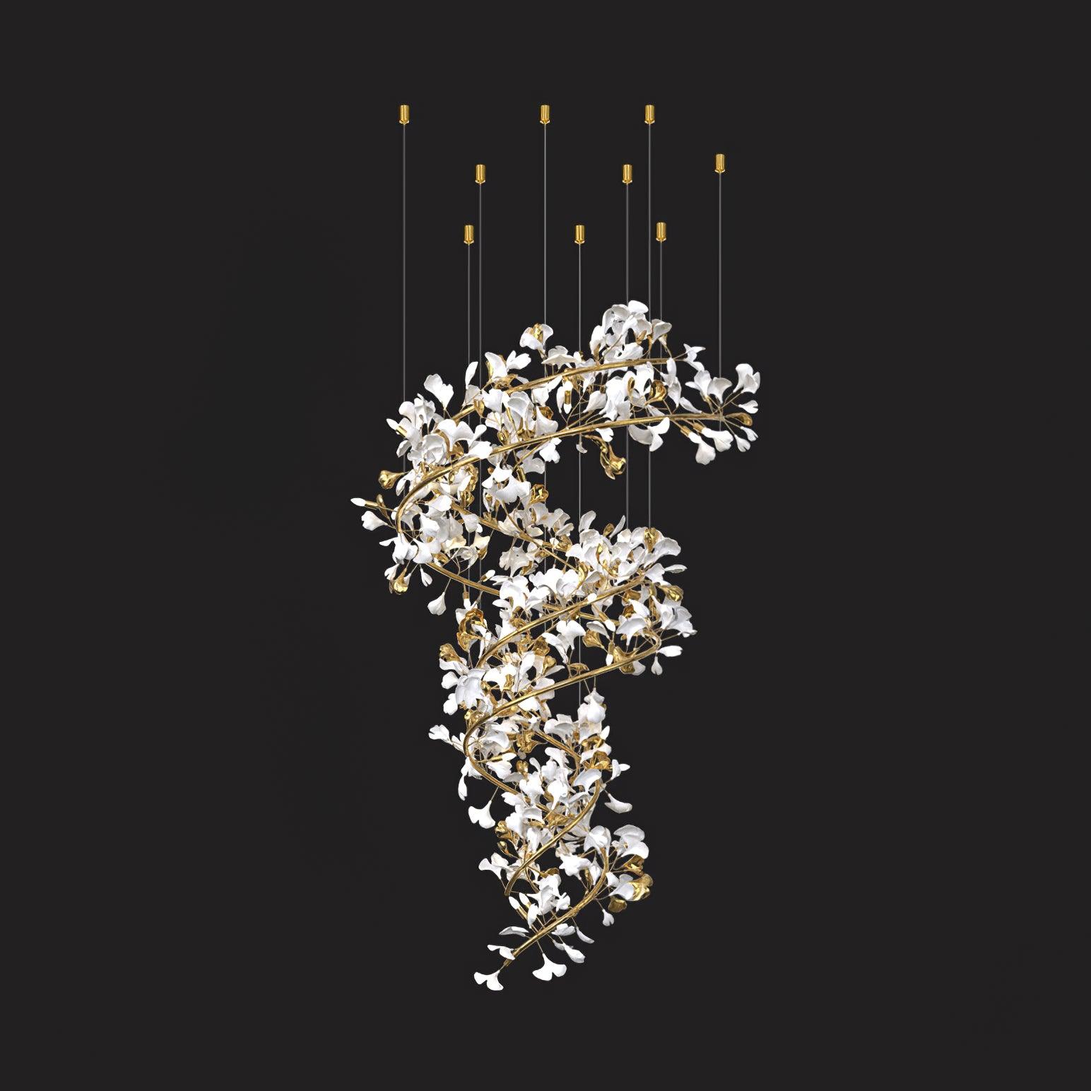 Olivia Lustre Fleur AntGlo Moderne , Métal/Céramique, Or, Escalier