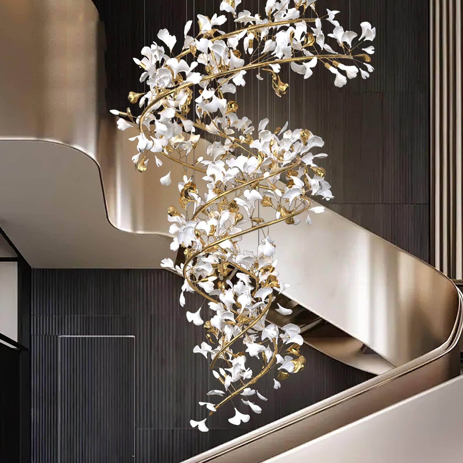 Olivia Lustre Fleur AntGlo Moderne , Métal/Céramique, Or, Escalier