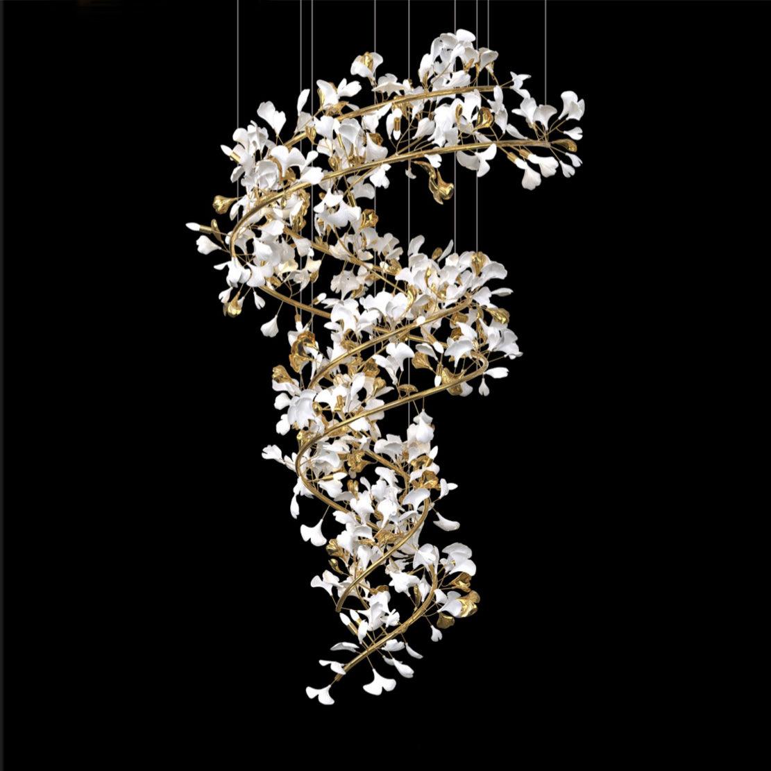 Olivia Lustre Fleur AntGlo Moderne , Métal/Céramique, Or, Escalier