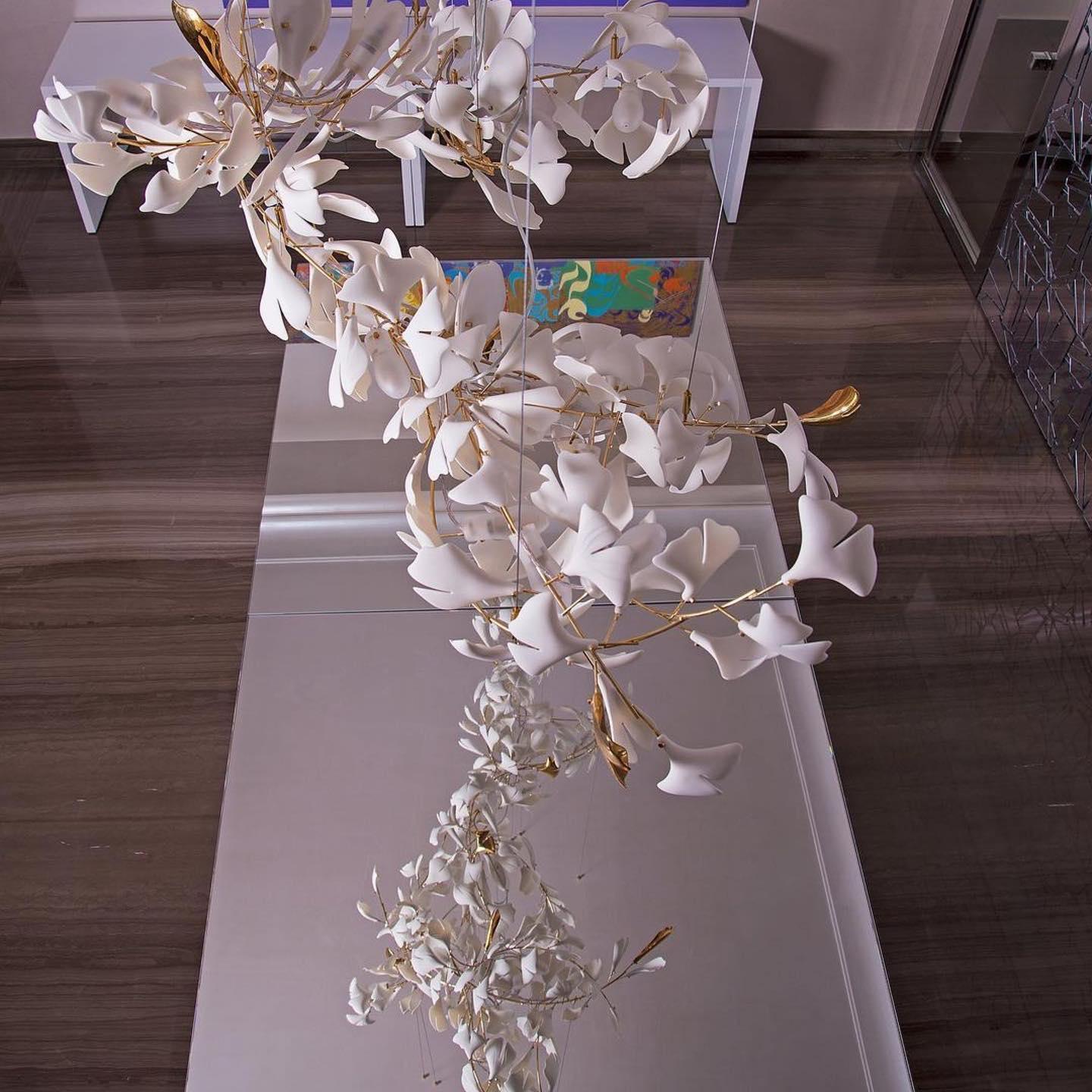 Olivia Lustre Linéaire GloGink Moderne, Métal/Céramique, Or, Salon