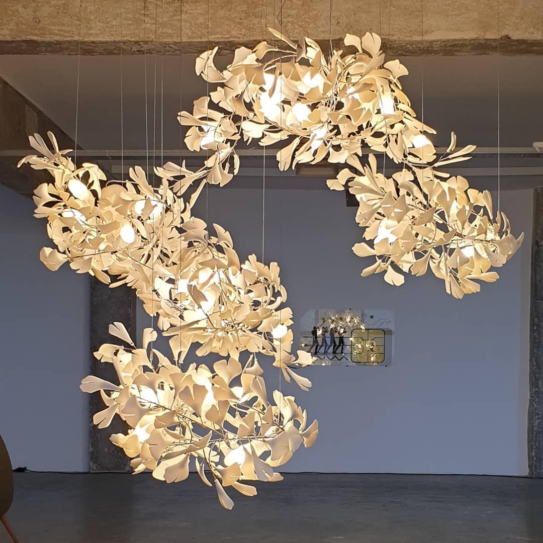 Olivia Lustre Linéaire GloGink Moderne, Métal/Céramique, Or, Salon