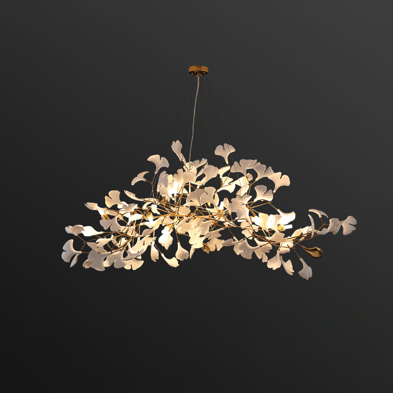 Gingko Lustre Longue Version Porcelaine Nature Inspiré - Neutralighting