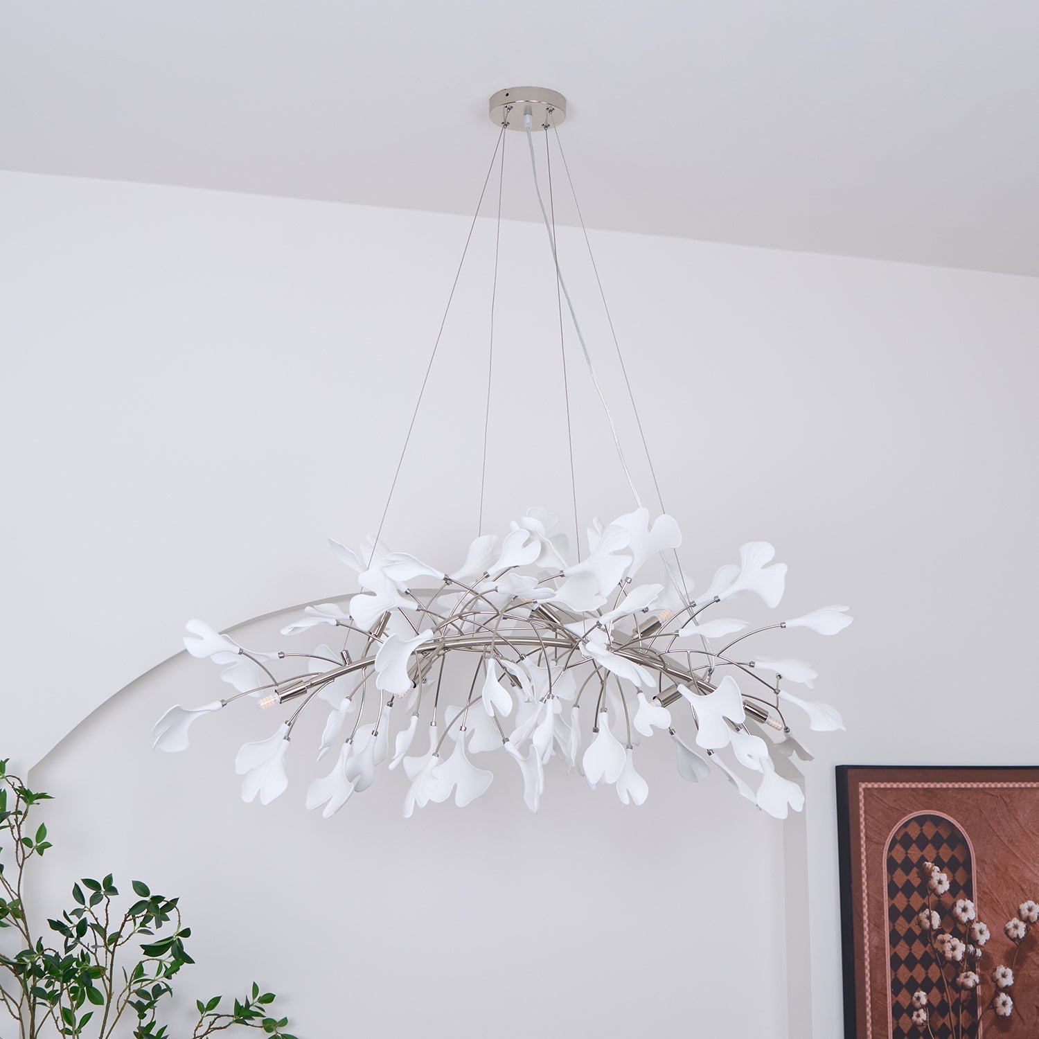 Arux Lustre Ginkgo Art Déco Courbé Vers le Bas