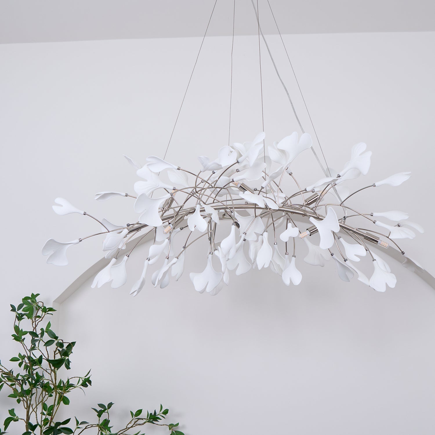 Arux Lustre Ginkgo Art Déco Courbé Vers le Bas