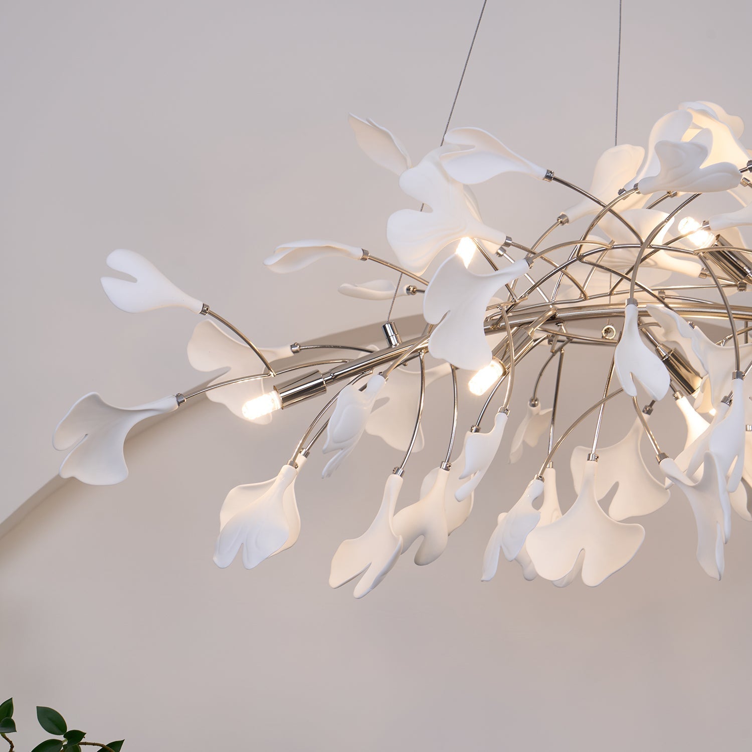 Arux Lustre Ginkgo Art Déco Courbé Vers le Bas