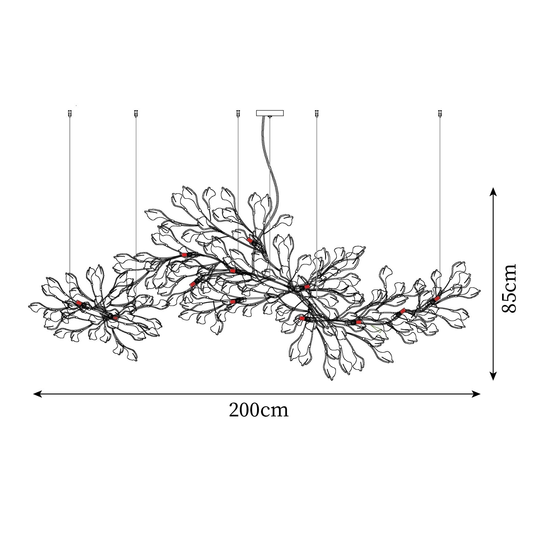 Gingko Lustre Longue Version Porcelaine Nature Inspiré - Neutralighting