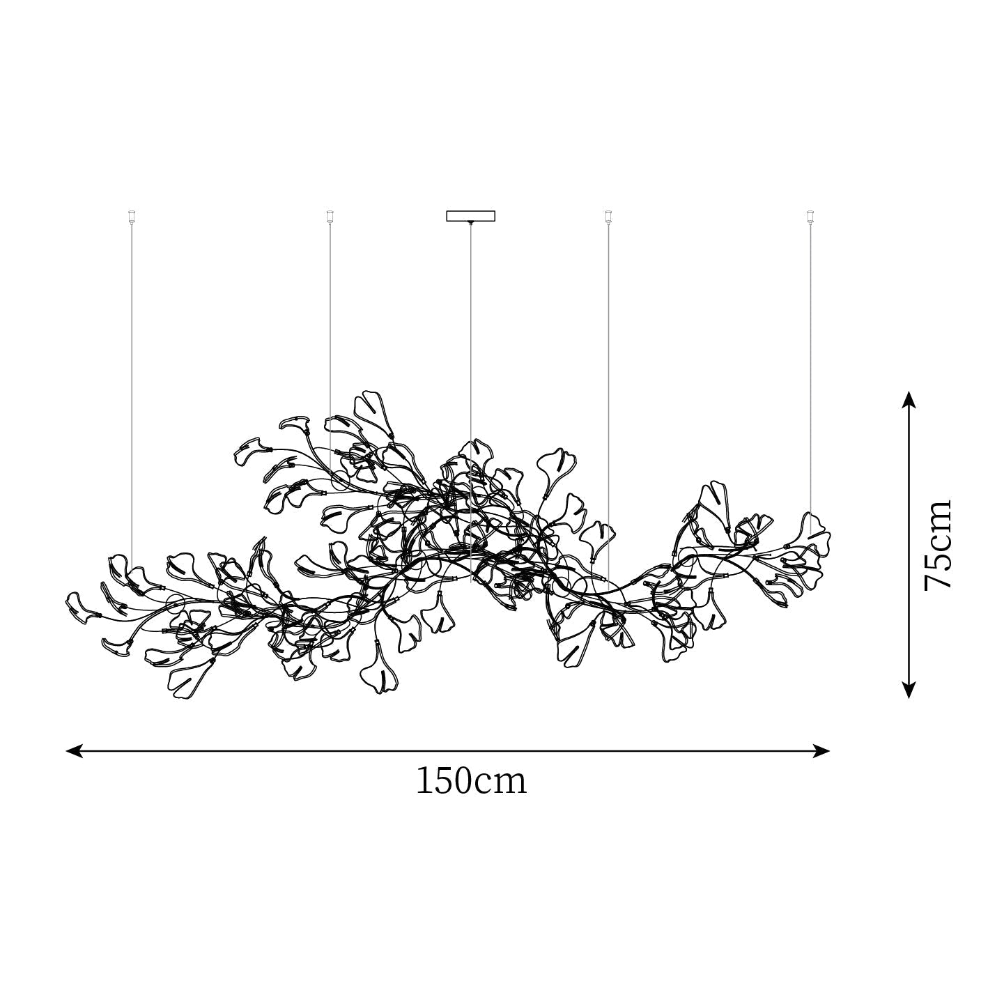 Gingko Lustre Longue Version Porcelaine Nature Inspiré - Neutralighting