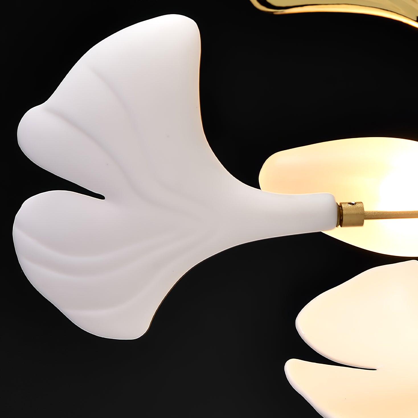Ginkgo Lustre Céramique Blanche Pétales de Or Art Nouveau Organique - Neutralighting