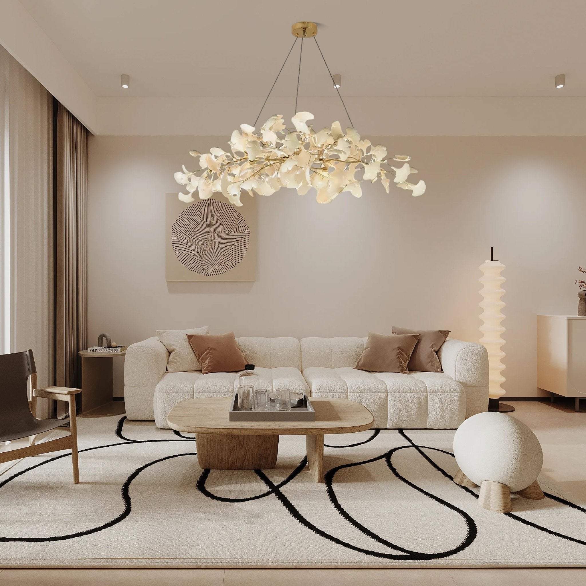 Arux Lustre Ginkgo Art Déco Courbé Vers le Bas