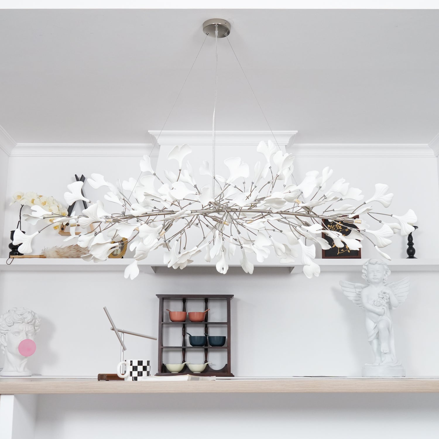 Arux Lustre Ginkgo Art Déco Courbé Vers le Bas