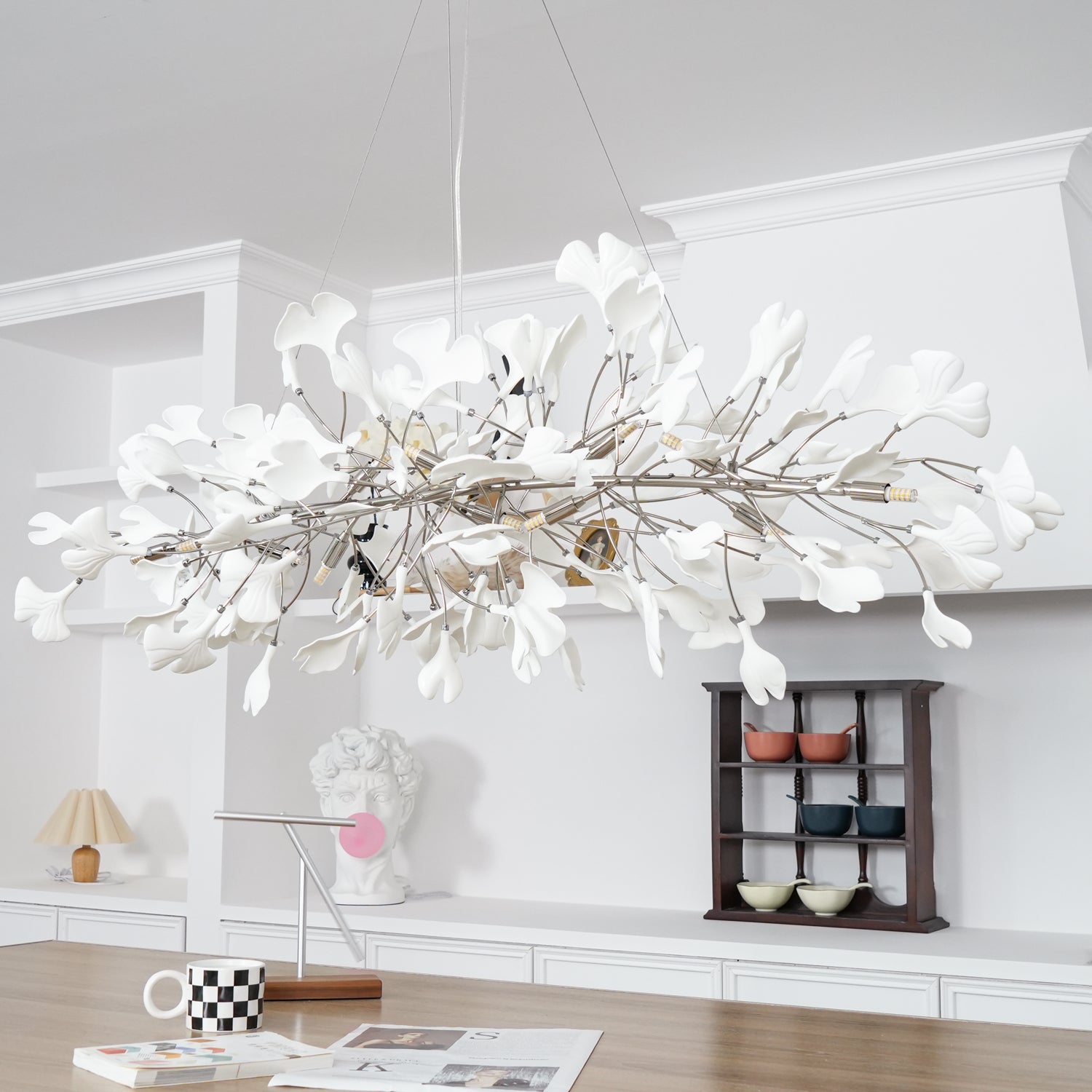 Arux Lustre Ginkgo Art Déco Courbé Vers le Bas