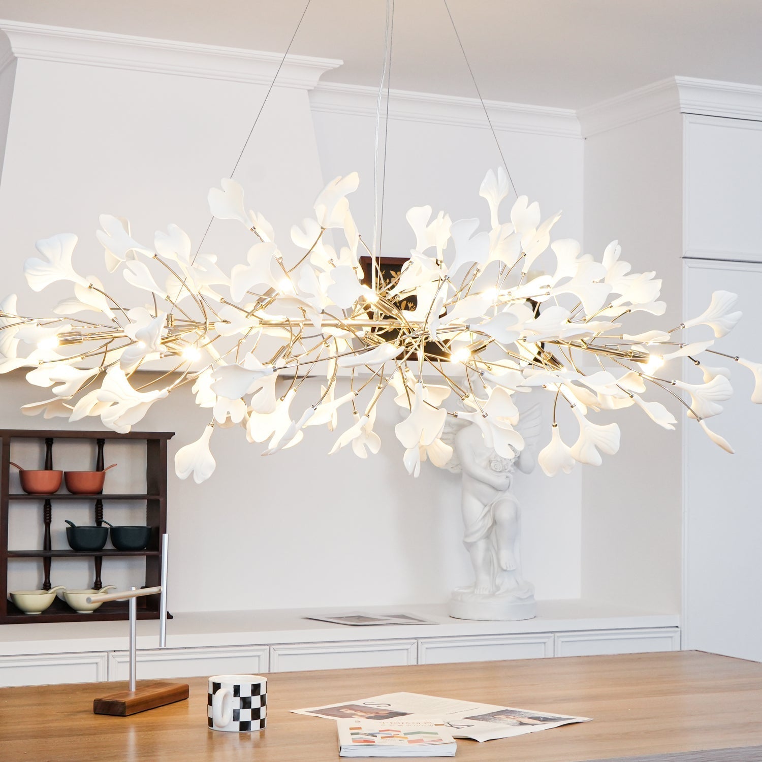 Arux Lustre Ginkgo Art Déco Courbé Vers le Bas