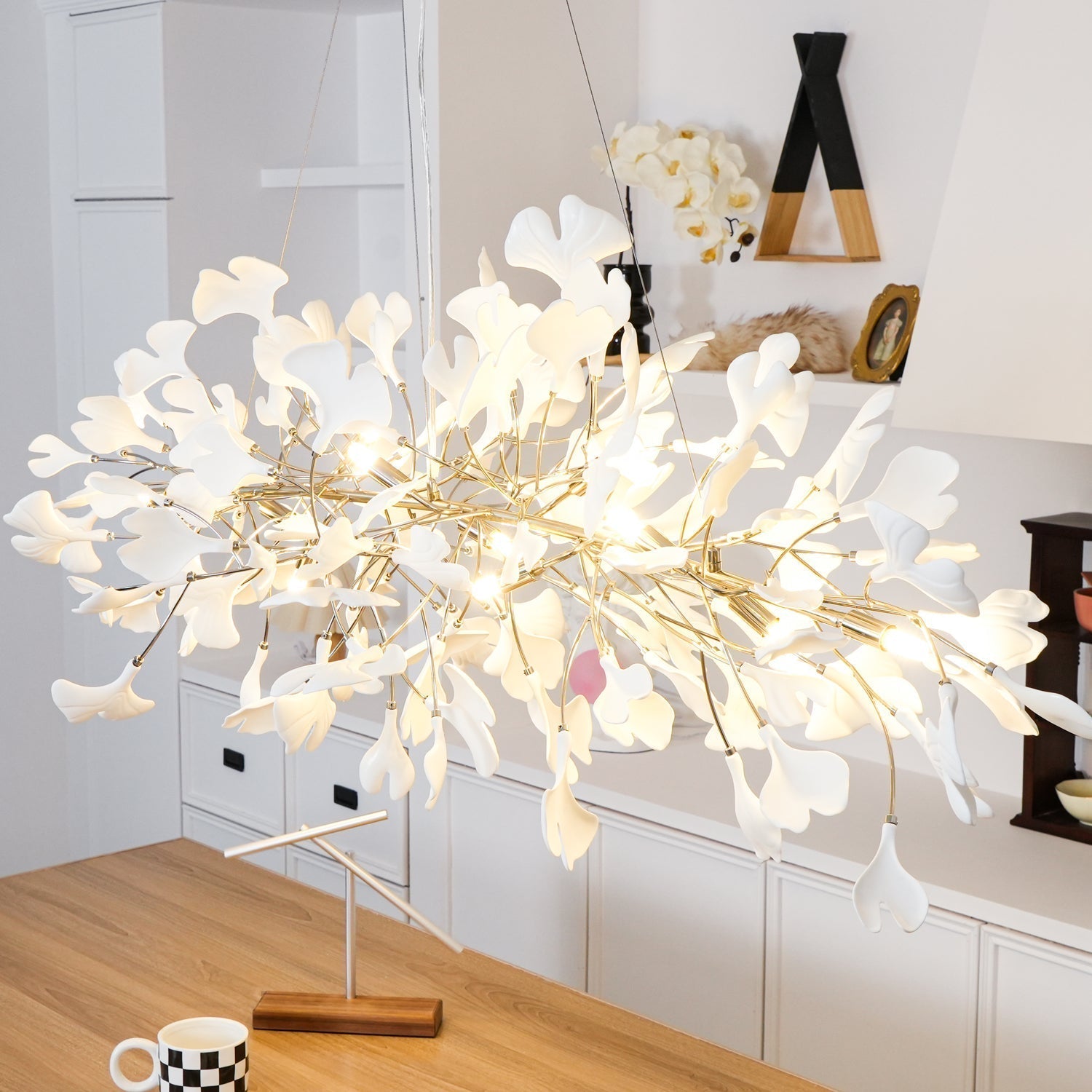 Arux Lustre Ginkgo Art Déco Courbé Vers le Bas