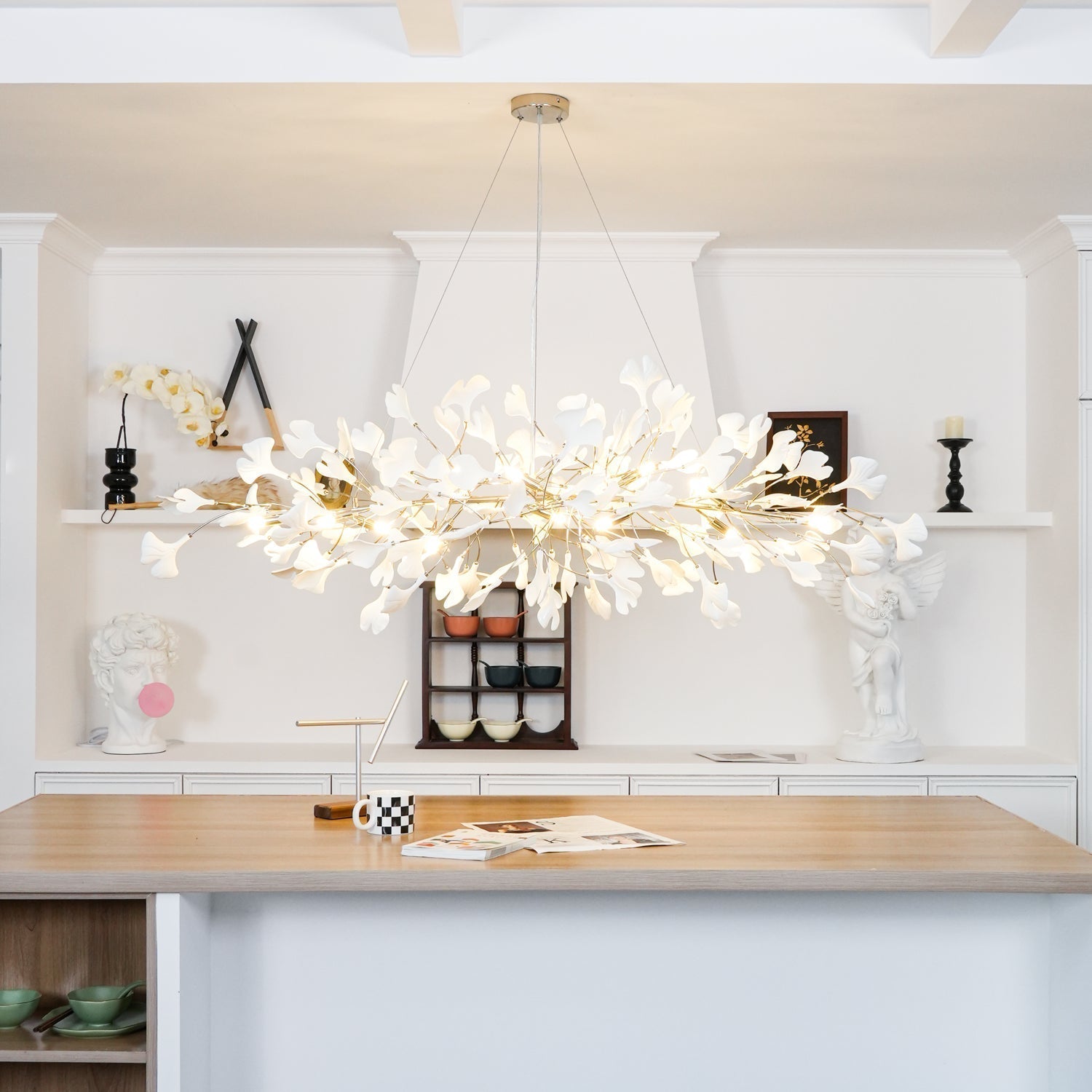 Arux Lustre Ginkgo Art Déco Courbé Vers le Bas