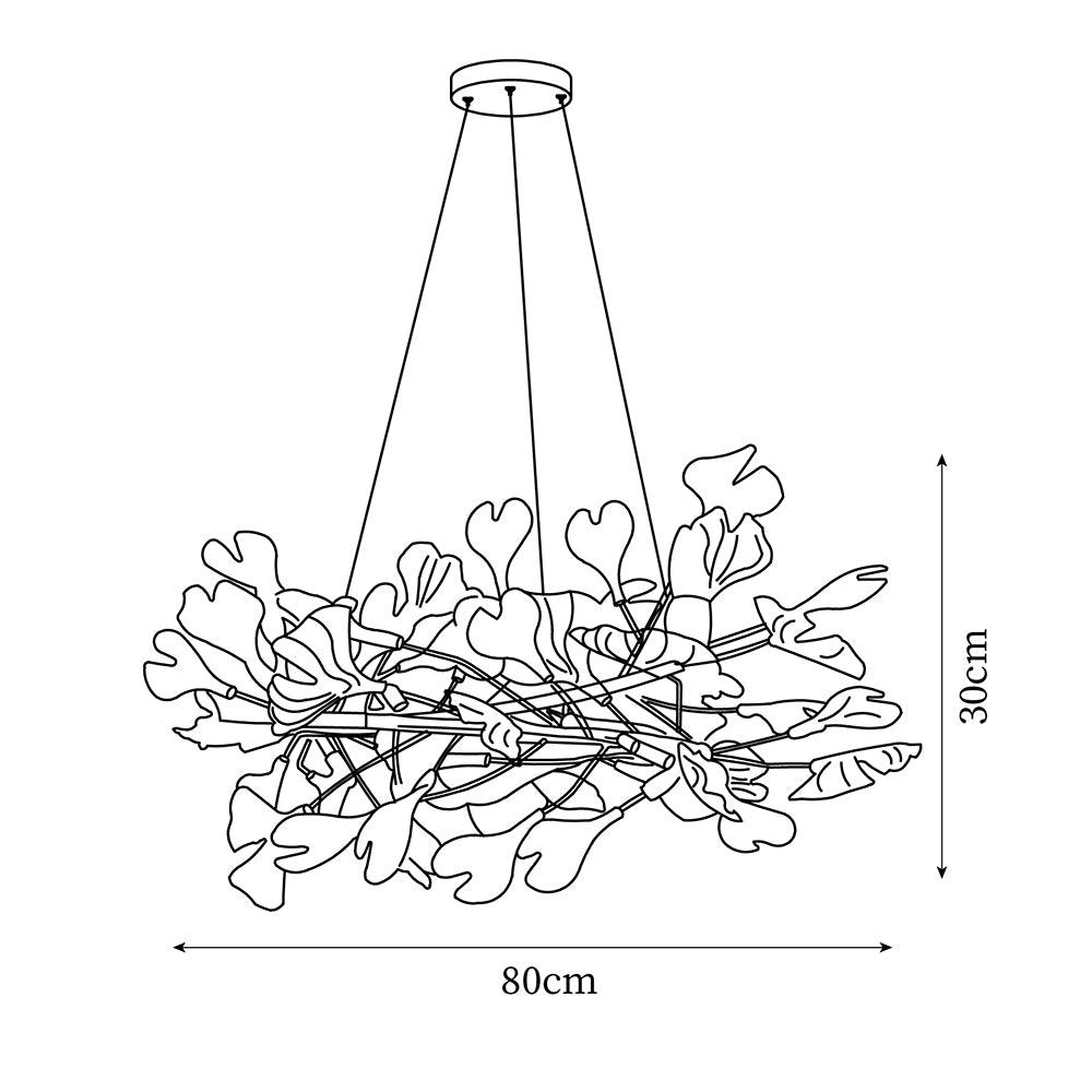 Ginkgo Chandelier White Ceramic Petals Gold Branches Art - Neutralighting