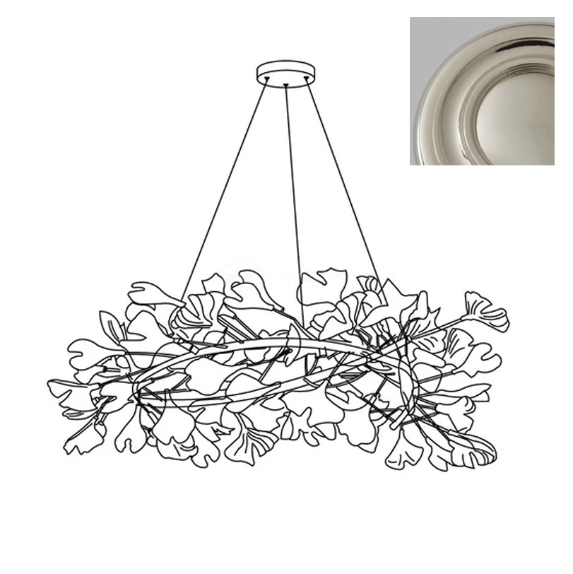 Ginkgo Chandelier White Ceramic Petals Gold Branches Art - Neutralighting