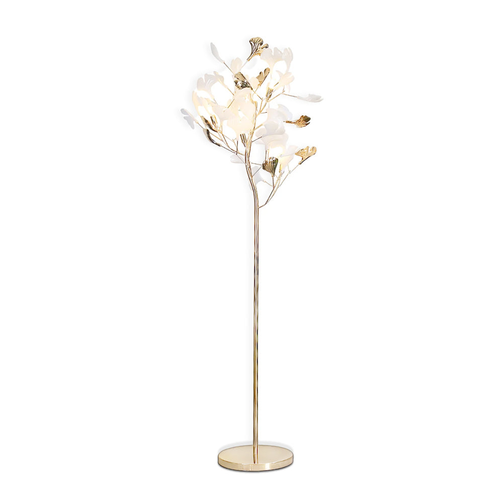 Ella Lampadaire en Céramique avec Feuilles de Ginkgo