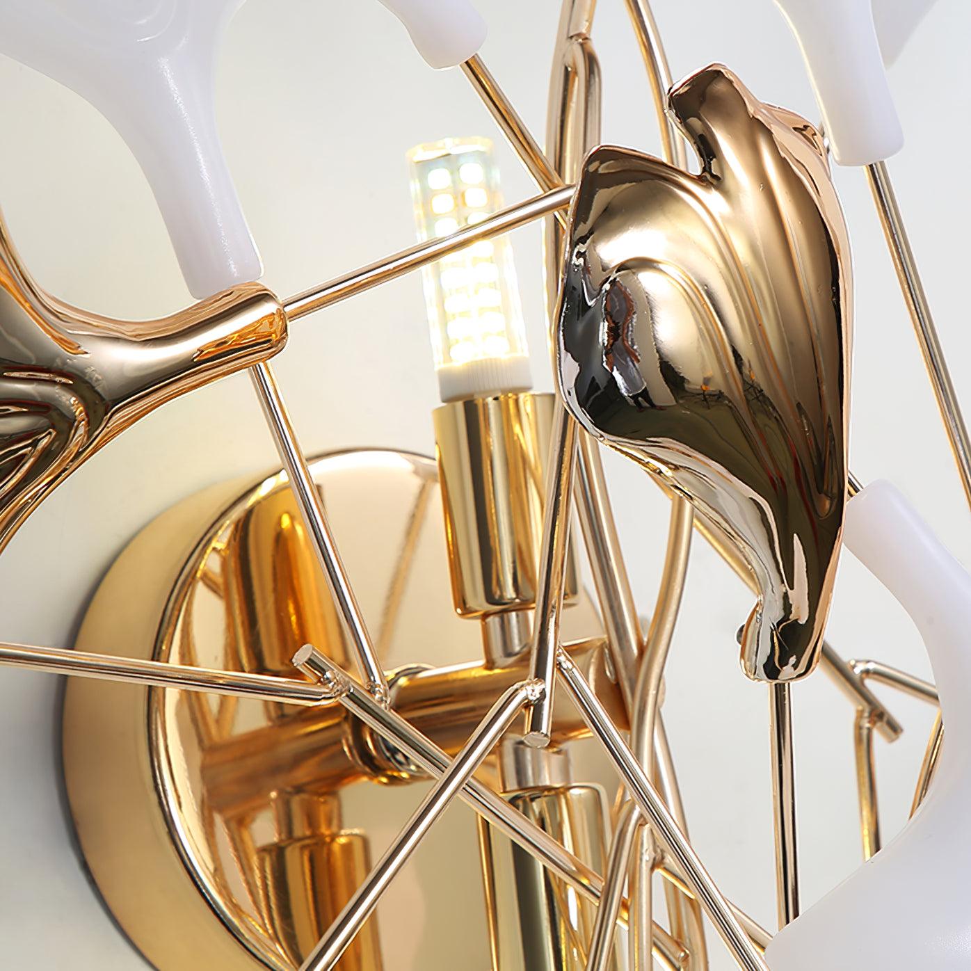 Gingko Applique Murale Abat-jours en Céramique Pétales Or Art Nouveau - Neutralighting