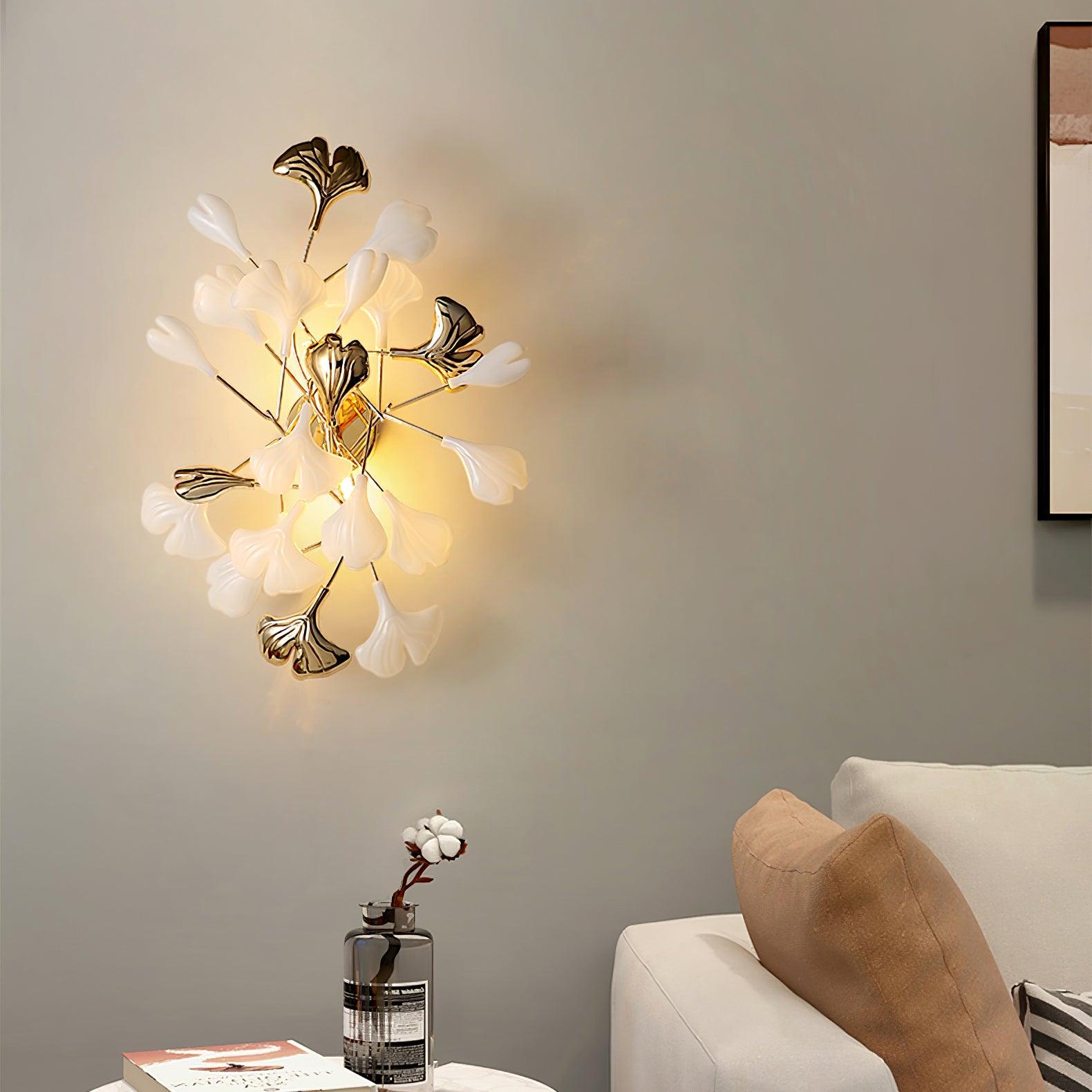 Gingko Applique Murale Abat-jours en Céramique Pétales Or Art Nouveau - Neutralighting