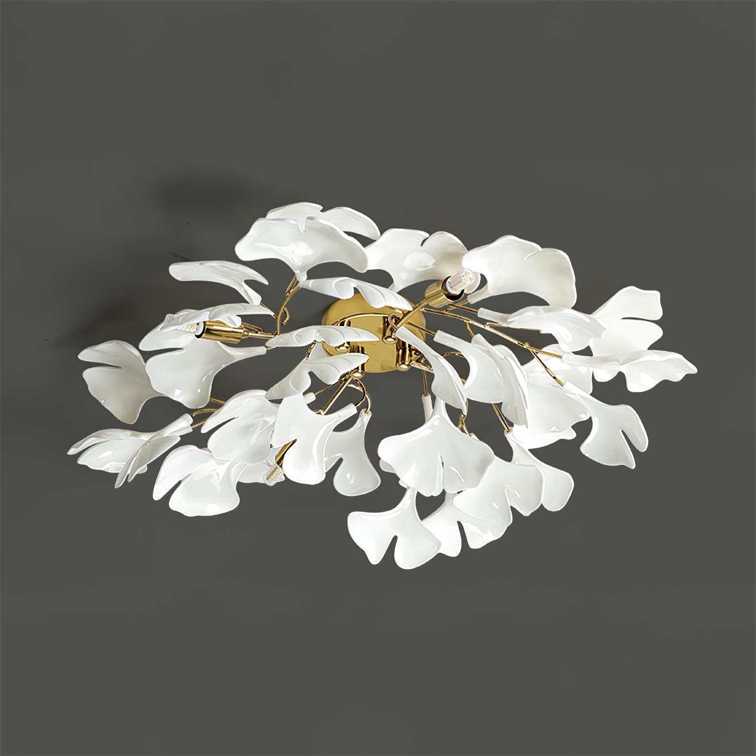 Ginkgo Plafonnier en Verre avec Finition Dorée