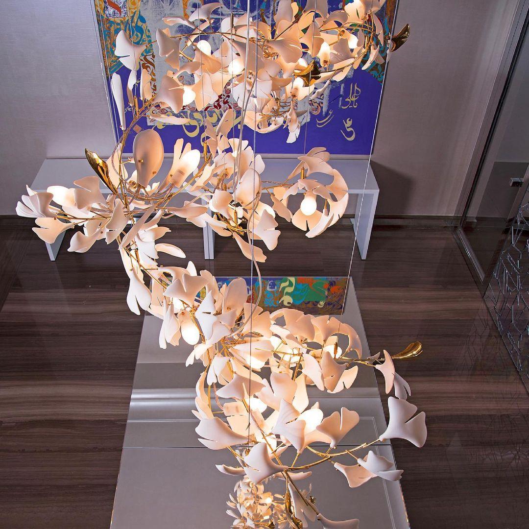 Bloom Lustre Moderne Abat-jour Céramique Feuille - Neutralighting