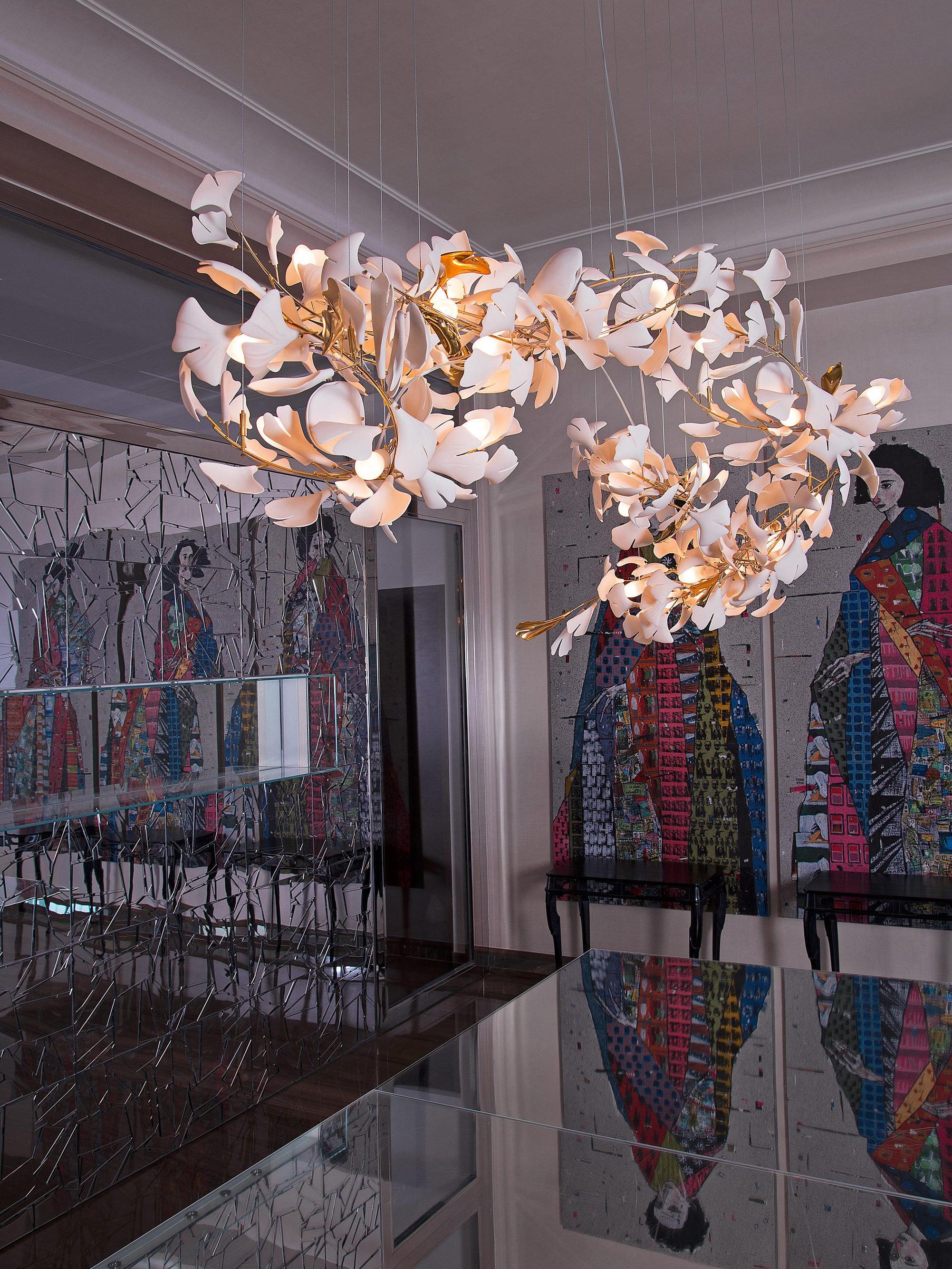 Bloom Lustre Moderne Abat-jour Céramique Feuille - Neutralighting