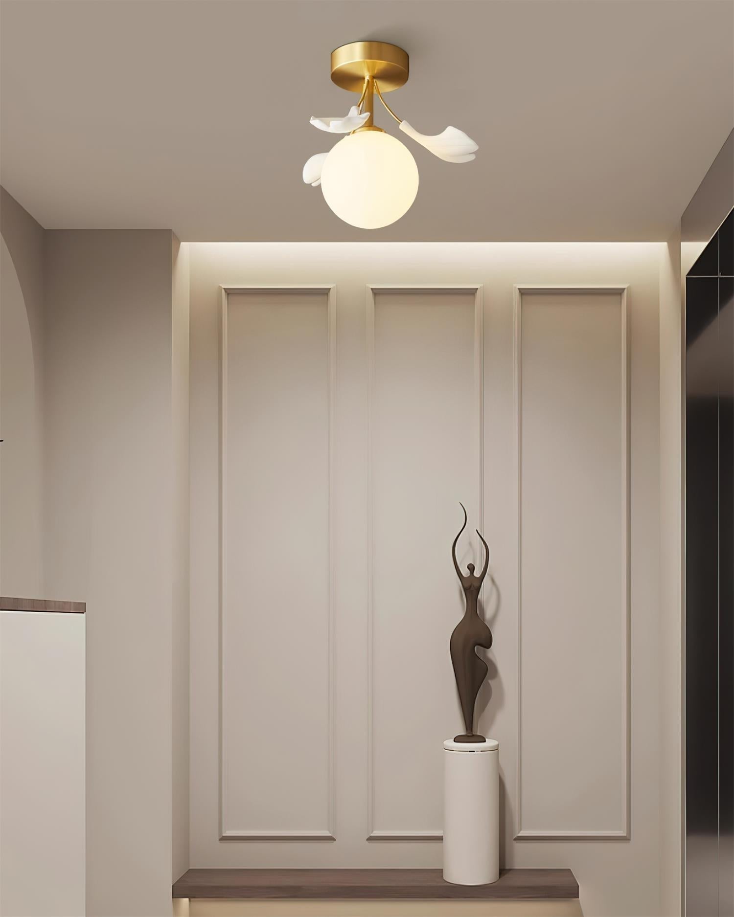 Ginkgo Rosalia Plafonnier Feuille Pétale Laiton Moderne - Neutralighting