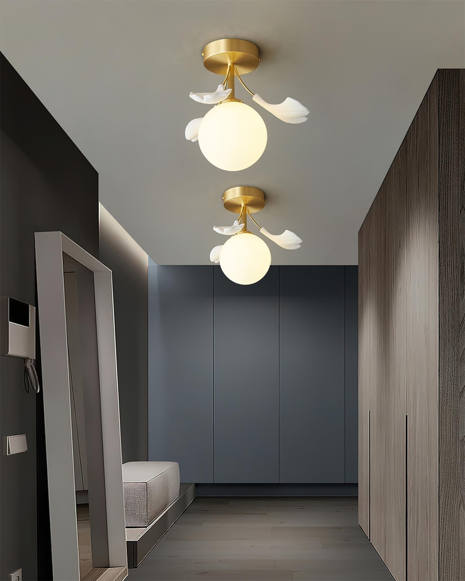Ginkgo Rosalia Plafonnier Feuille Pétale Laiton Moderne - Neutralighting