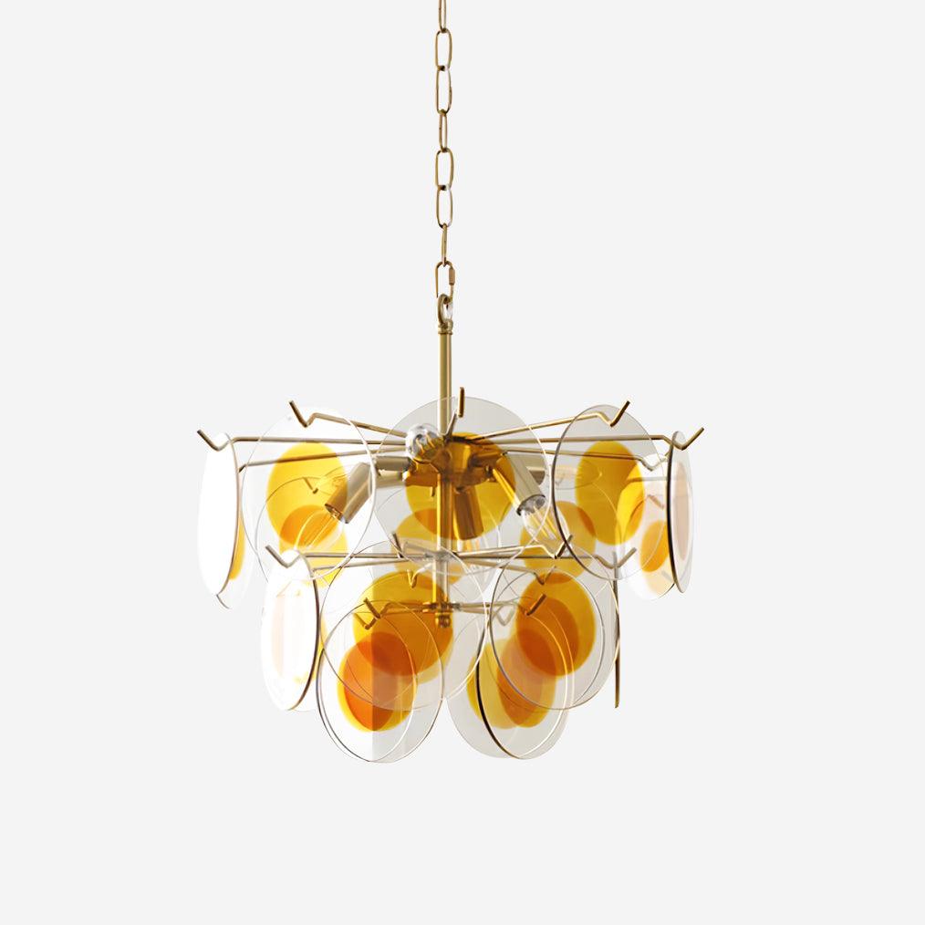 Gino Lustra Lustre Verre Laiton Caramel Moderne - Neutralighting