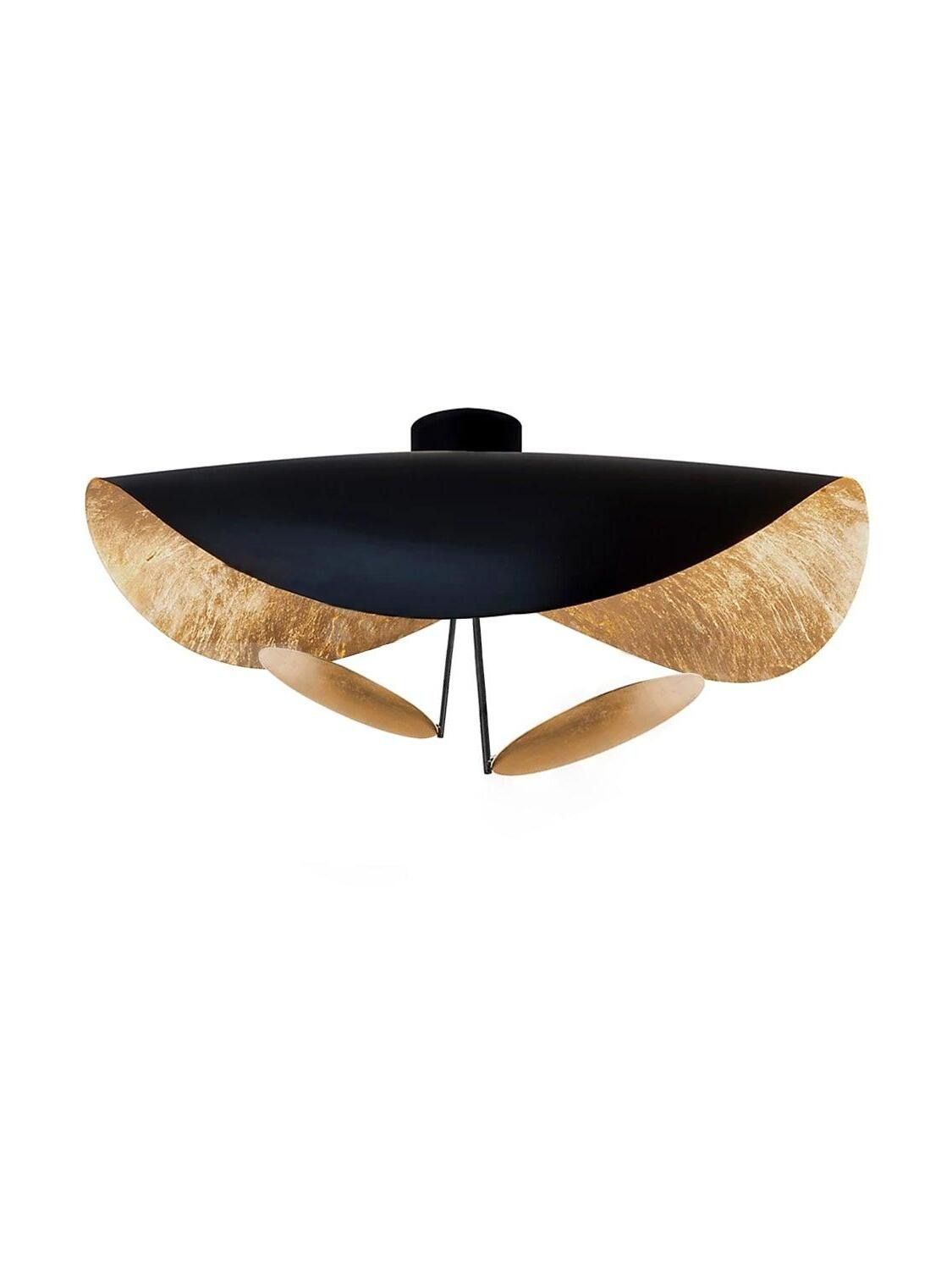 Solara Plafonnier Abat-jour Courbé et Intérieur Doré - Neutralighting