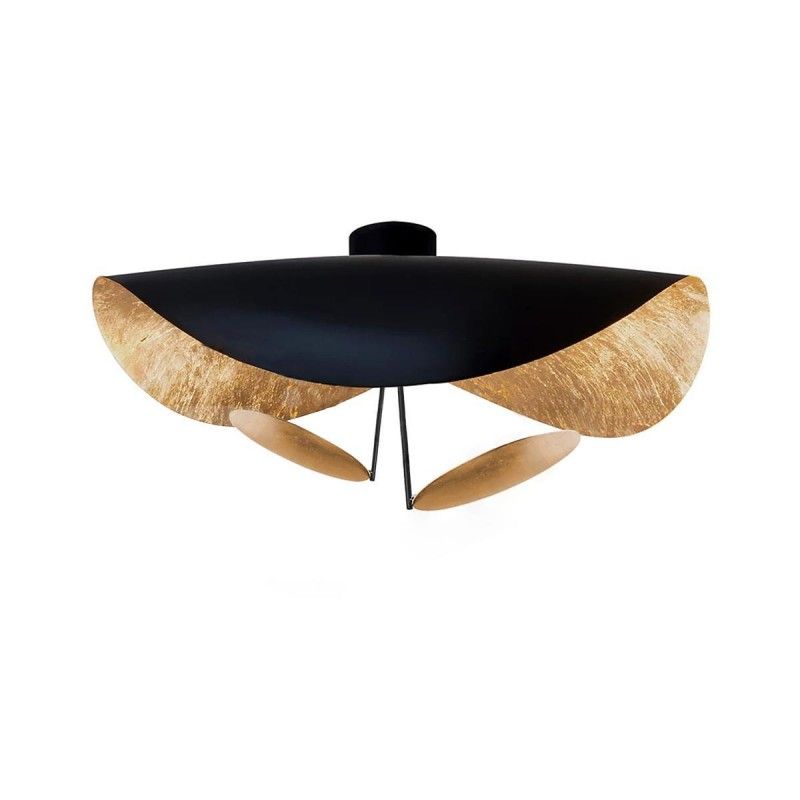 Solara Plafonnier Abat-jour Courbé et Intérieur Doré - Neutralighting