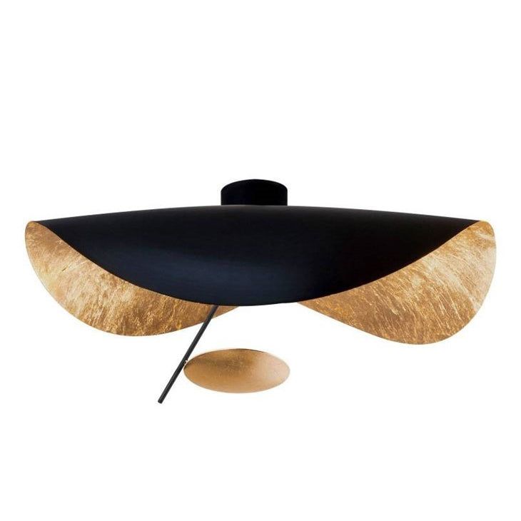 Solara Plafonnier Abat-jour Courbé et Intérieur Doré - Neutralighting