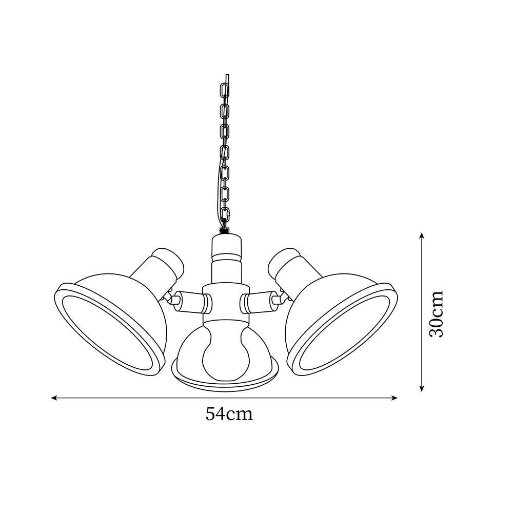 Girona Chandelier Adjustable Triple-Arm Glass - Letslighting