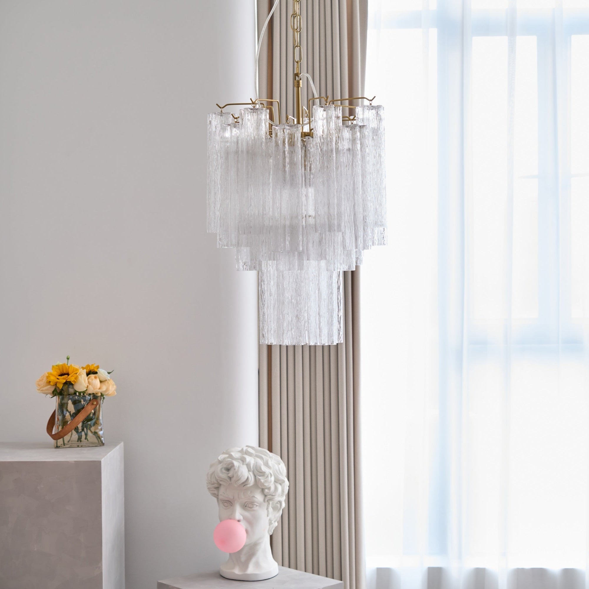 Aurora Chandelier Clear Murano Glass Tube Tiered Modern - Letslighting