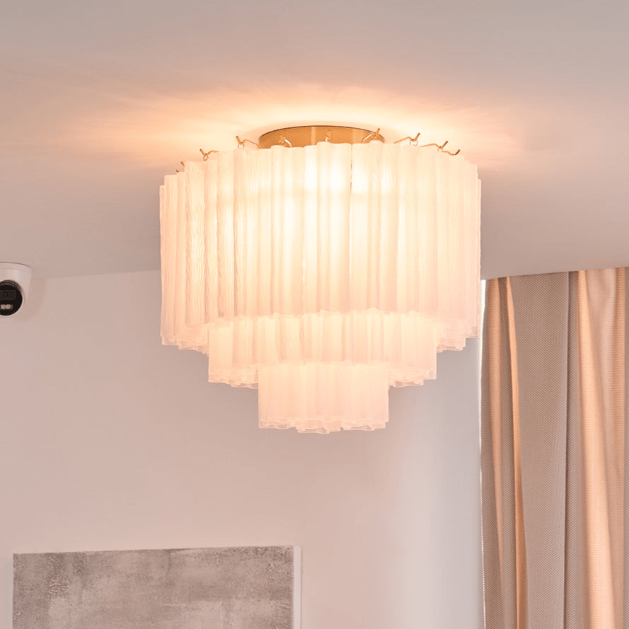 Aurora Ceiling Lamp White Murano Glass Layered Elegant Modern - Letslighting