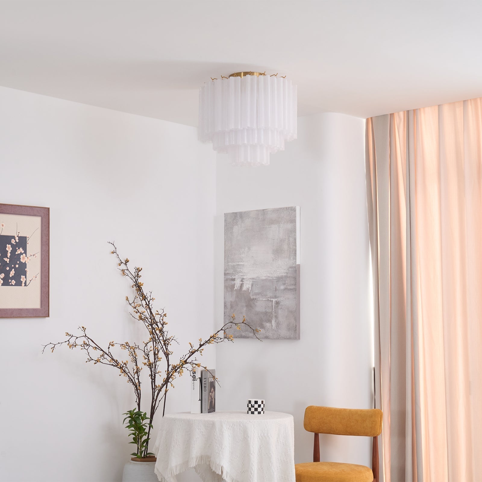 Aurora Ceiling Lamp White Murano Glass Layered Elegant Modern - Letslighting