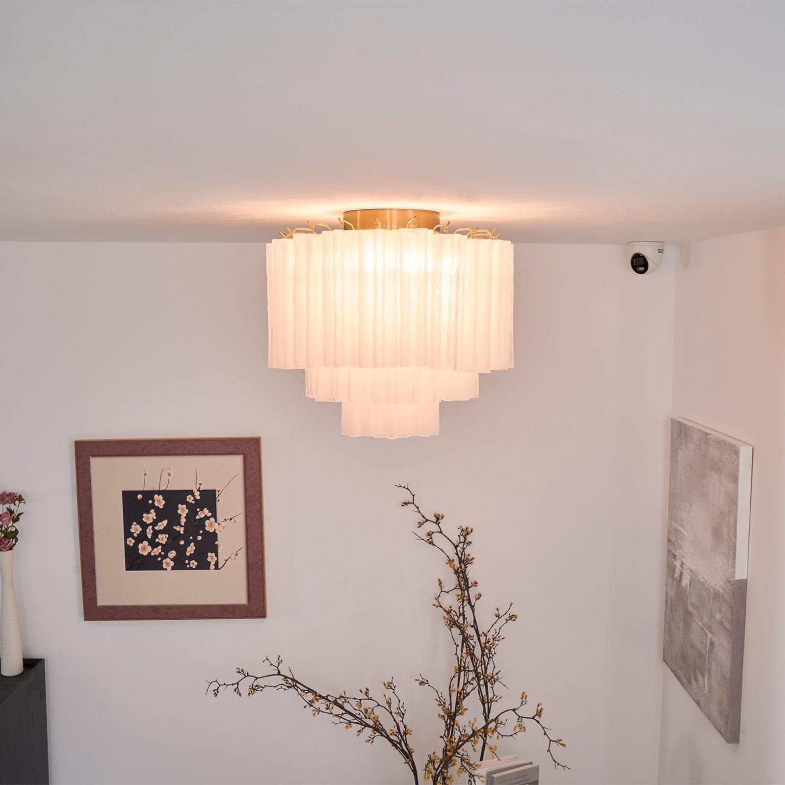 Aurora Ceiling Lamp White Murano Glass Layered Elegant Modern - Letslighting