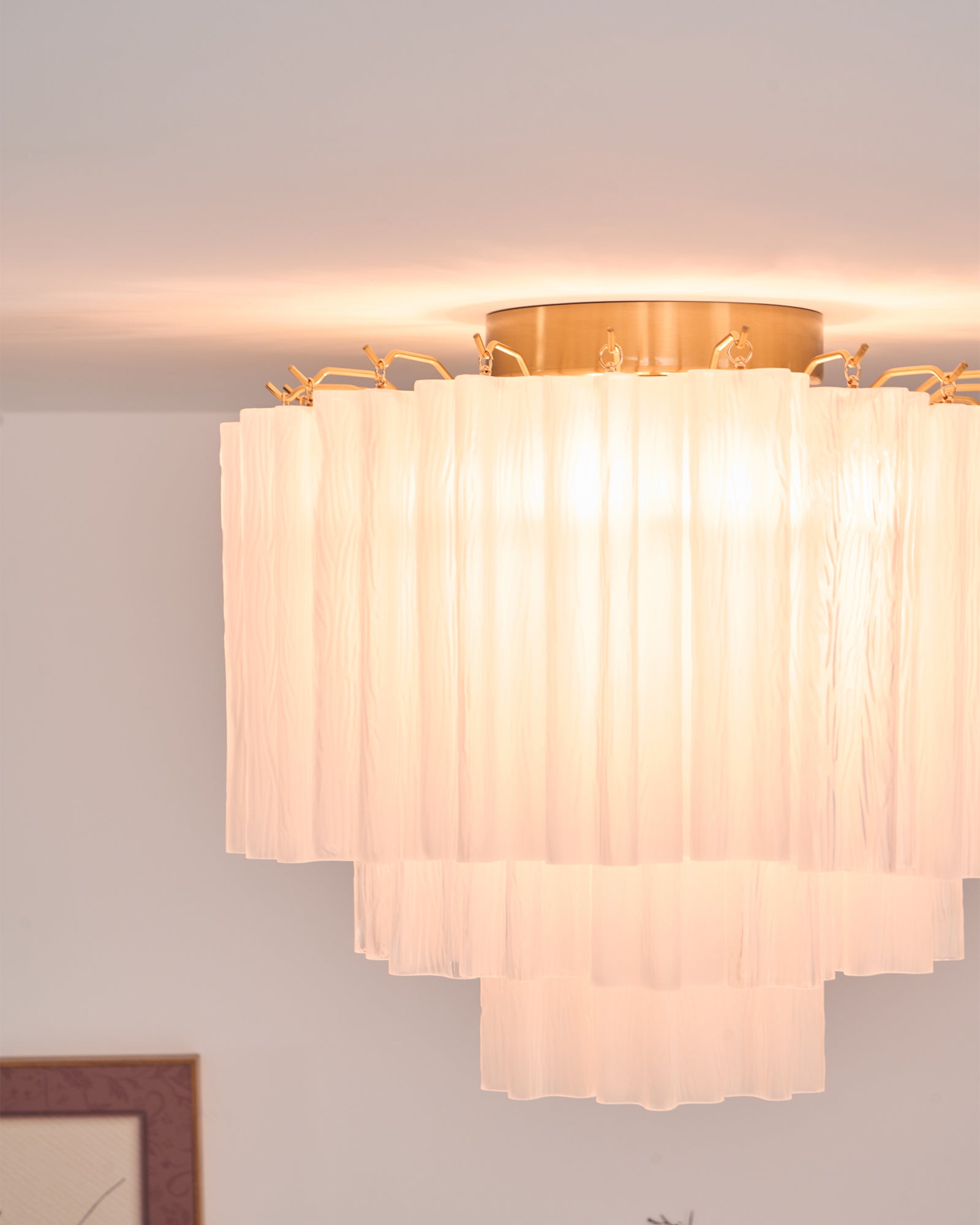 Aurora Ceiling Lamp White Murano Glass Layered Elegant Modern - Letslighting