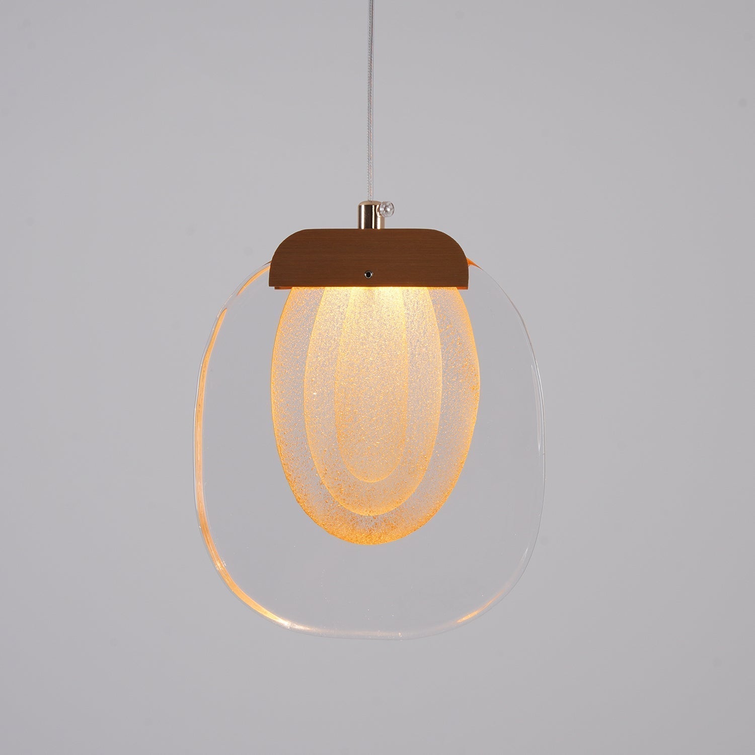 Virelli Lampe Pendante Abat-jour en Verre Ondulé Accent Doré Scandi LED - Neutralighting